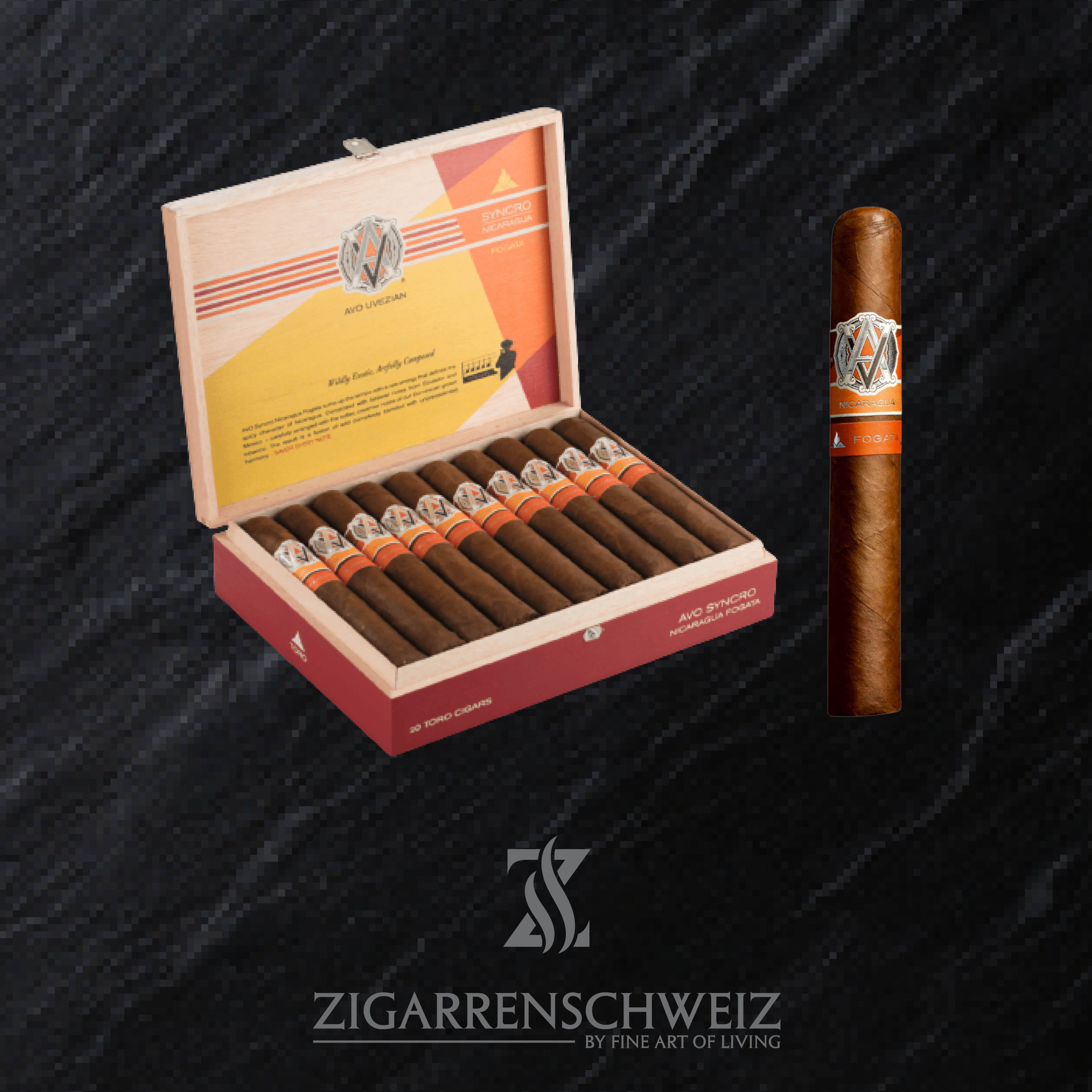 AVO Syncro Nicaragua Fogata Toro Zigarren Kiste offen