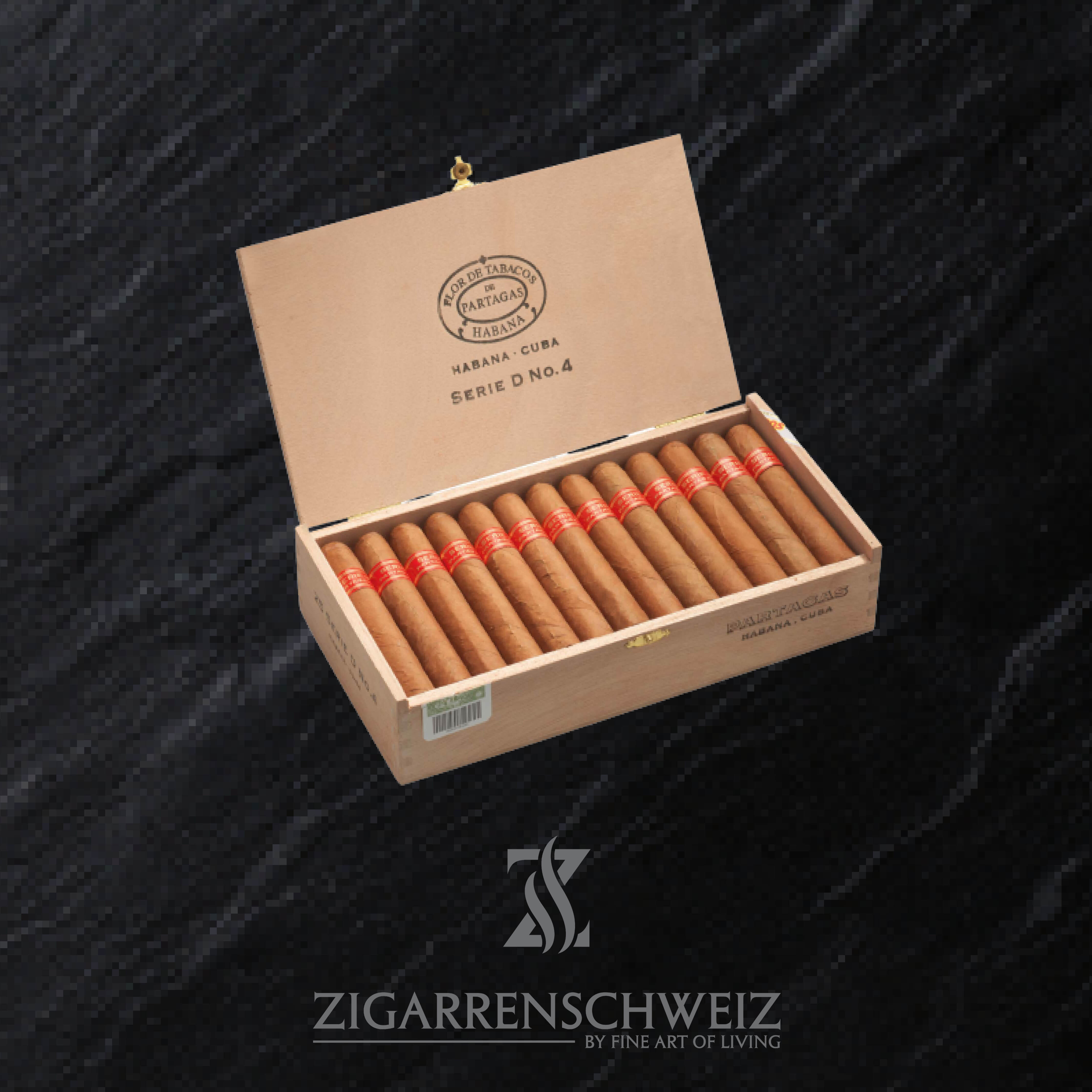 25er Kiste Partagas Serie D No. 4 Zigarren offen