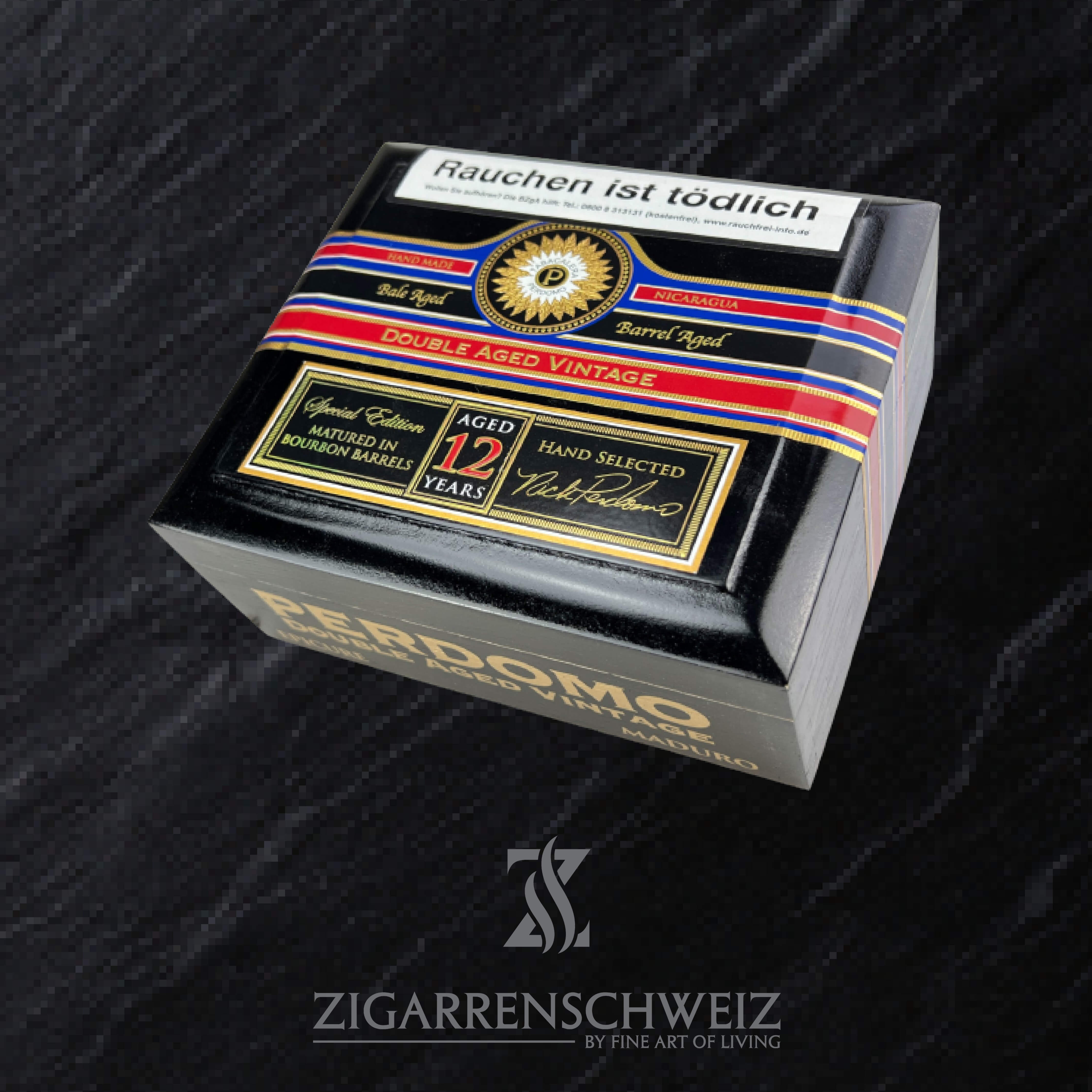 Perdomo Double Aged 12 Years Maduro Epicure Zigarren Kiste geschlossen