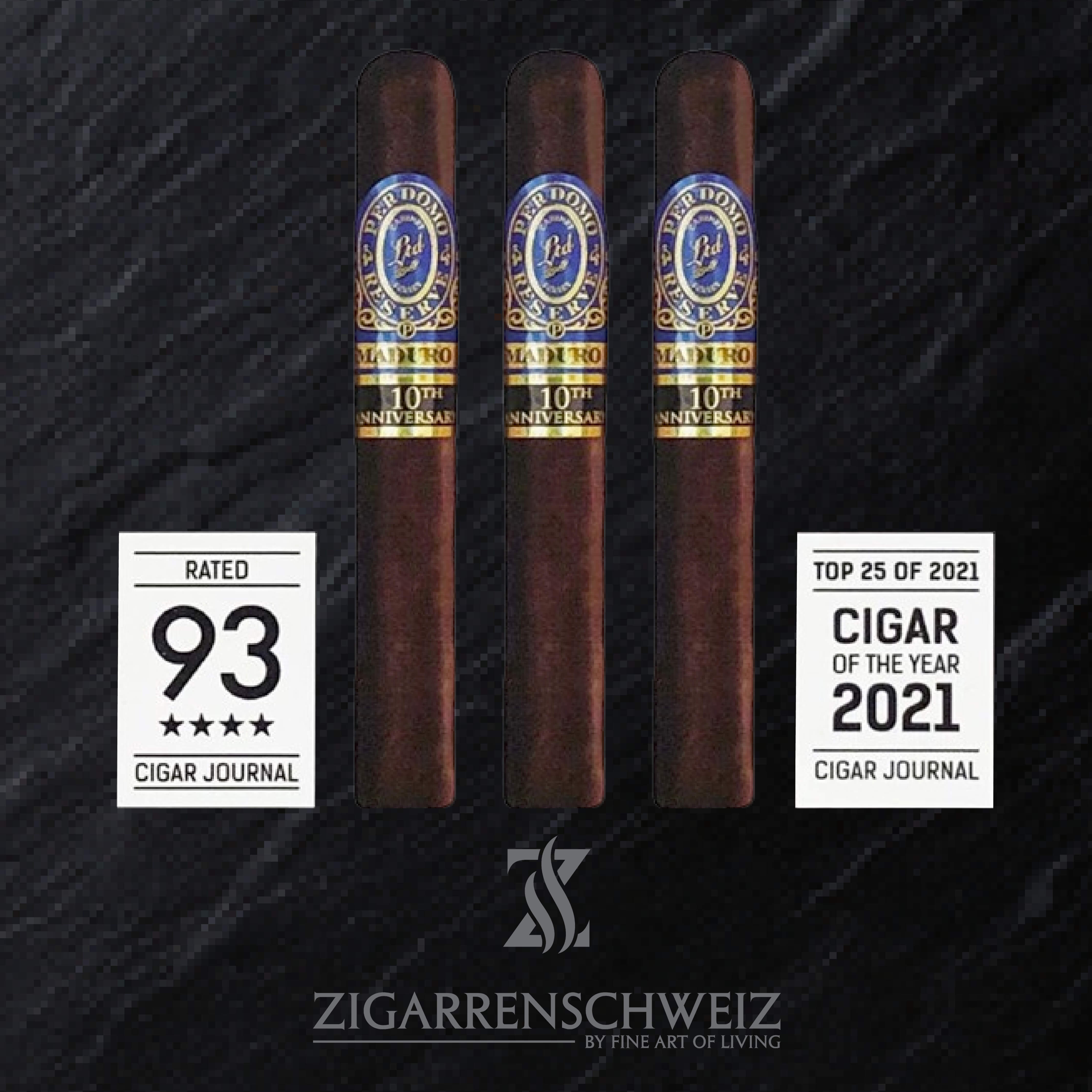 Perdomo Reserve 10th Anniversary Box-Pressed Epicure Zigarren 3er Etui von Zigarren Schweiz