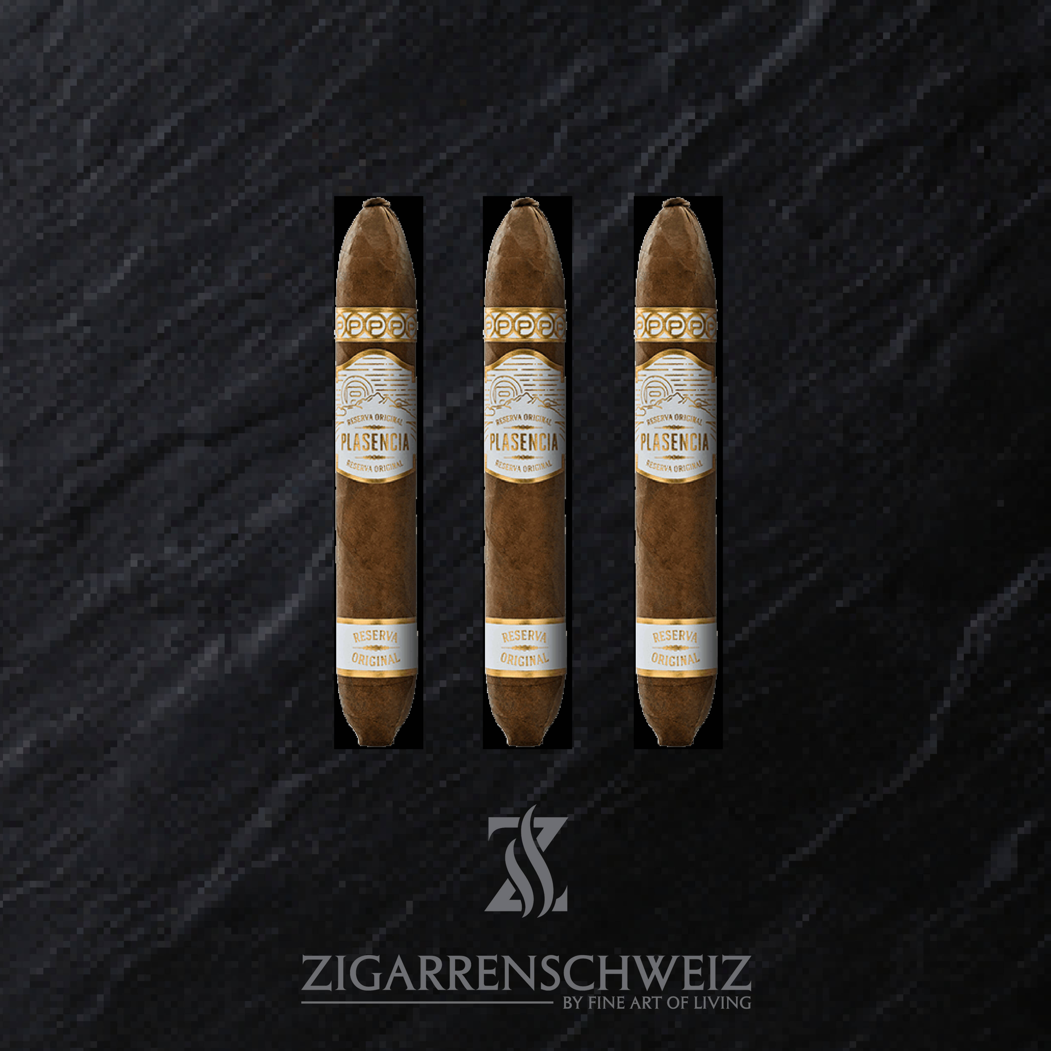 3er Etui Plasencia Reserva Original Cortes Zigarren im Figurado Format