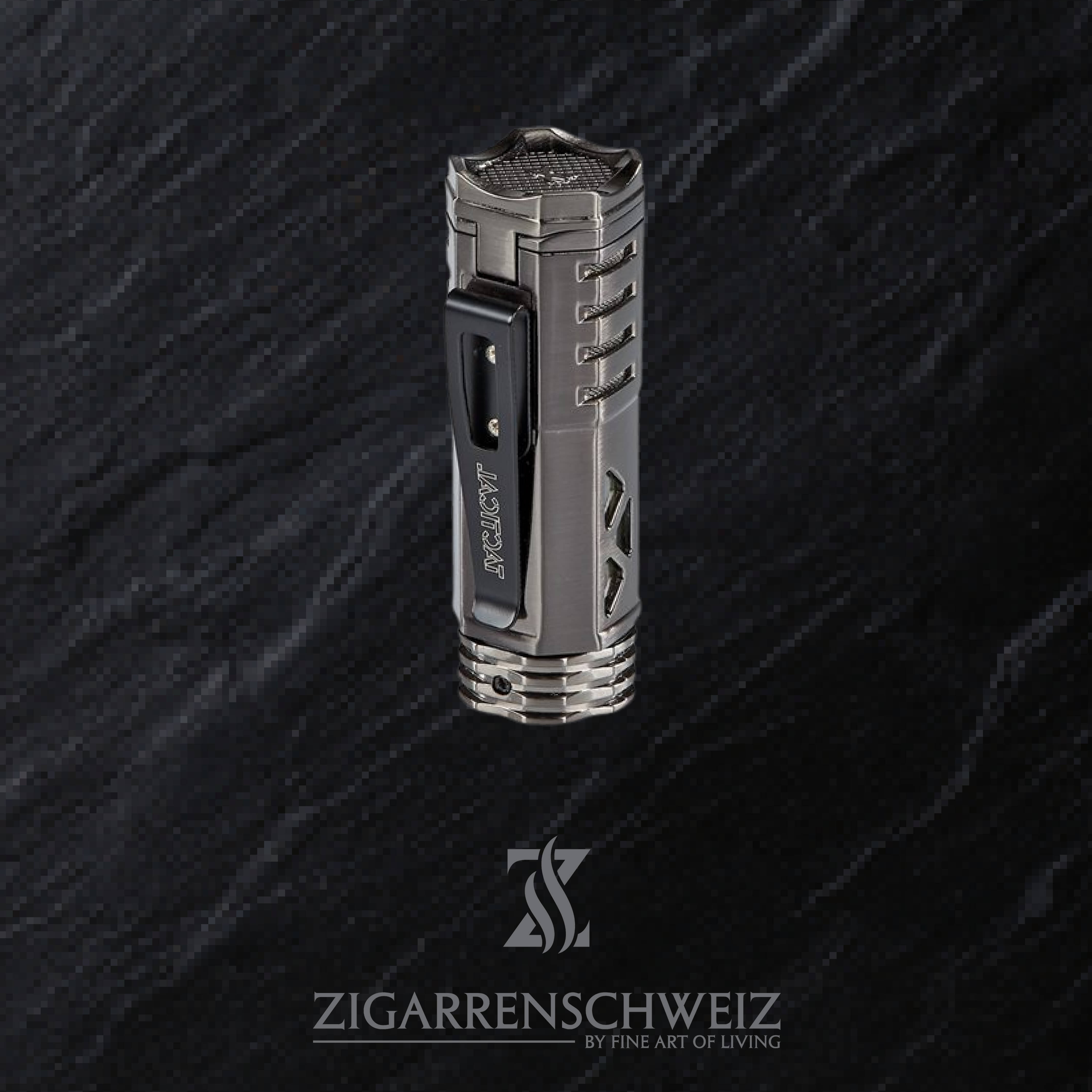Xikar Tactical 1 Single Jet Flame Feuerzeug für Zigarren, Deckel geschlossen / Farbe: Gun Metal