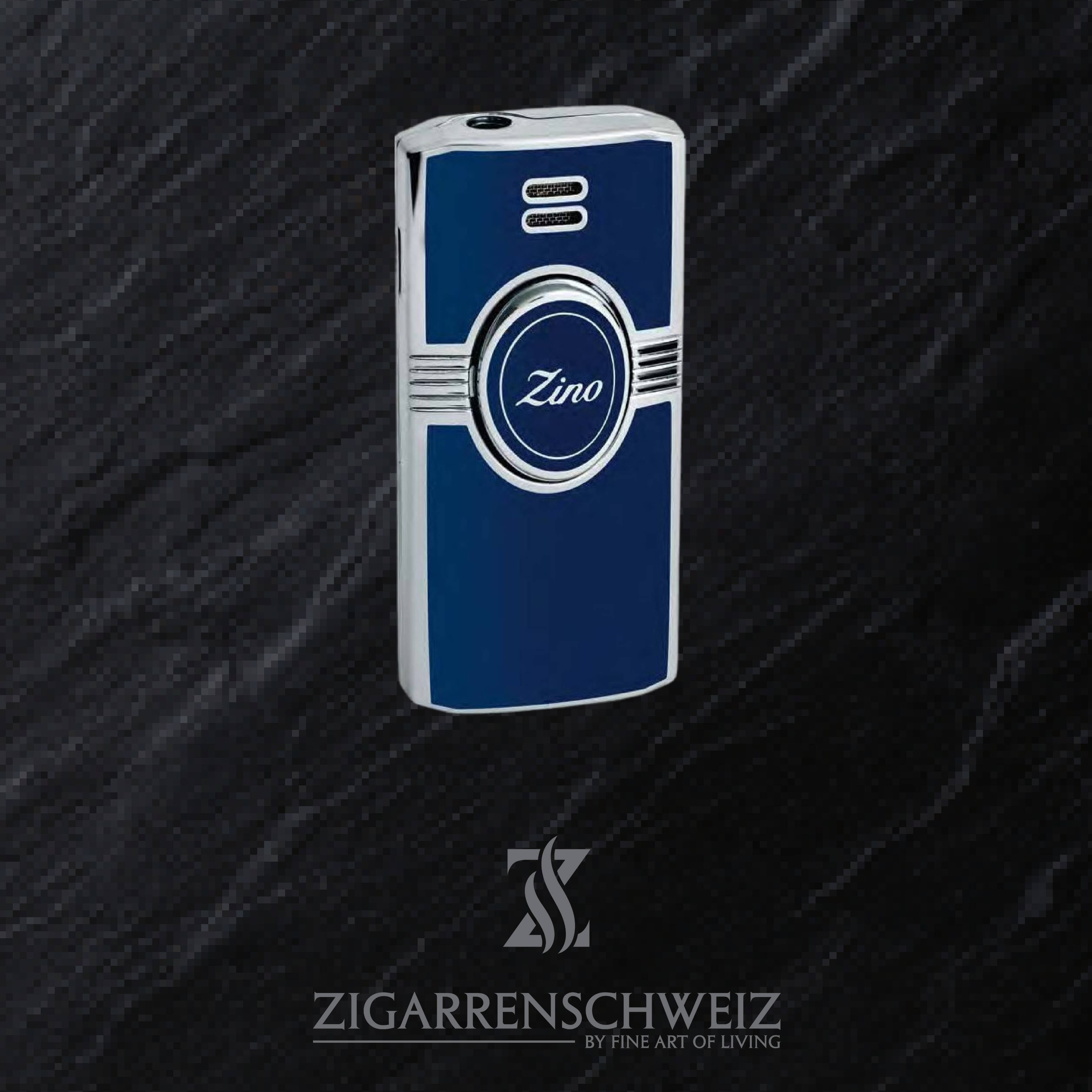 Zino Jet Flame Feuerzeug für Zigarren mit Lederetui, Farbe: Blau