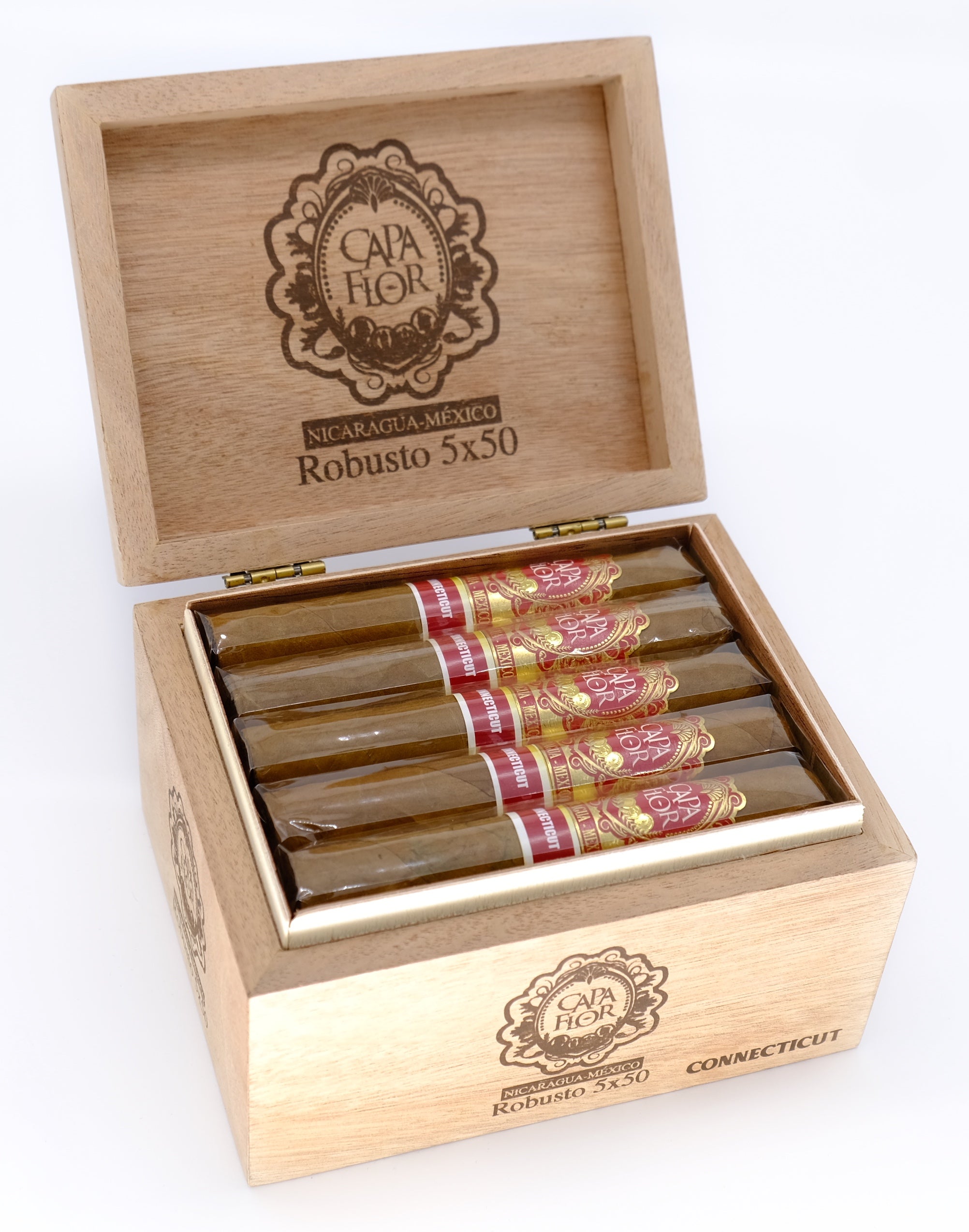 20er Kiste Capa Flor Connecticut Robusto Zigarren, Box geöffnet