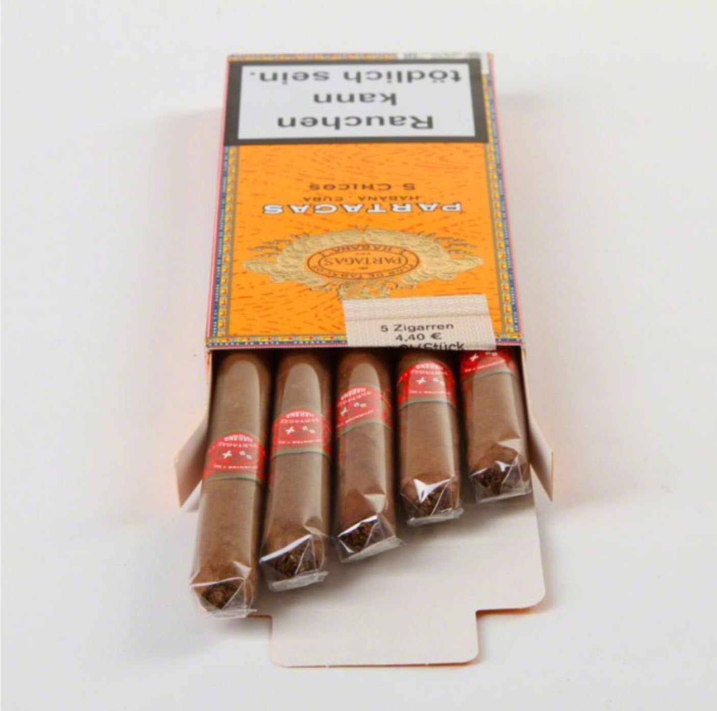 Partagas Chicos Zigarren im Mini Panetela Format 5er Box offen