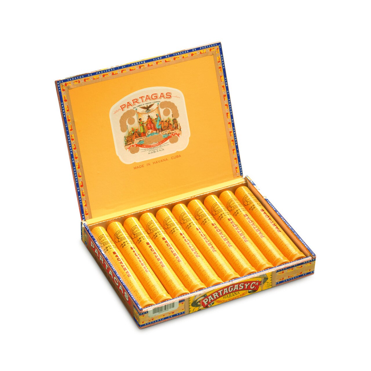 Partagas de Luxe Zigarre mit Alu Tubo 10er Kiste offen