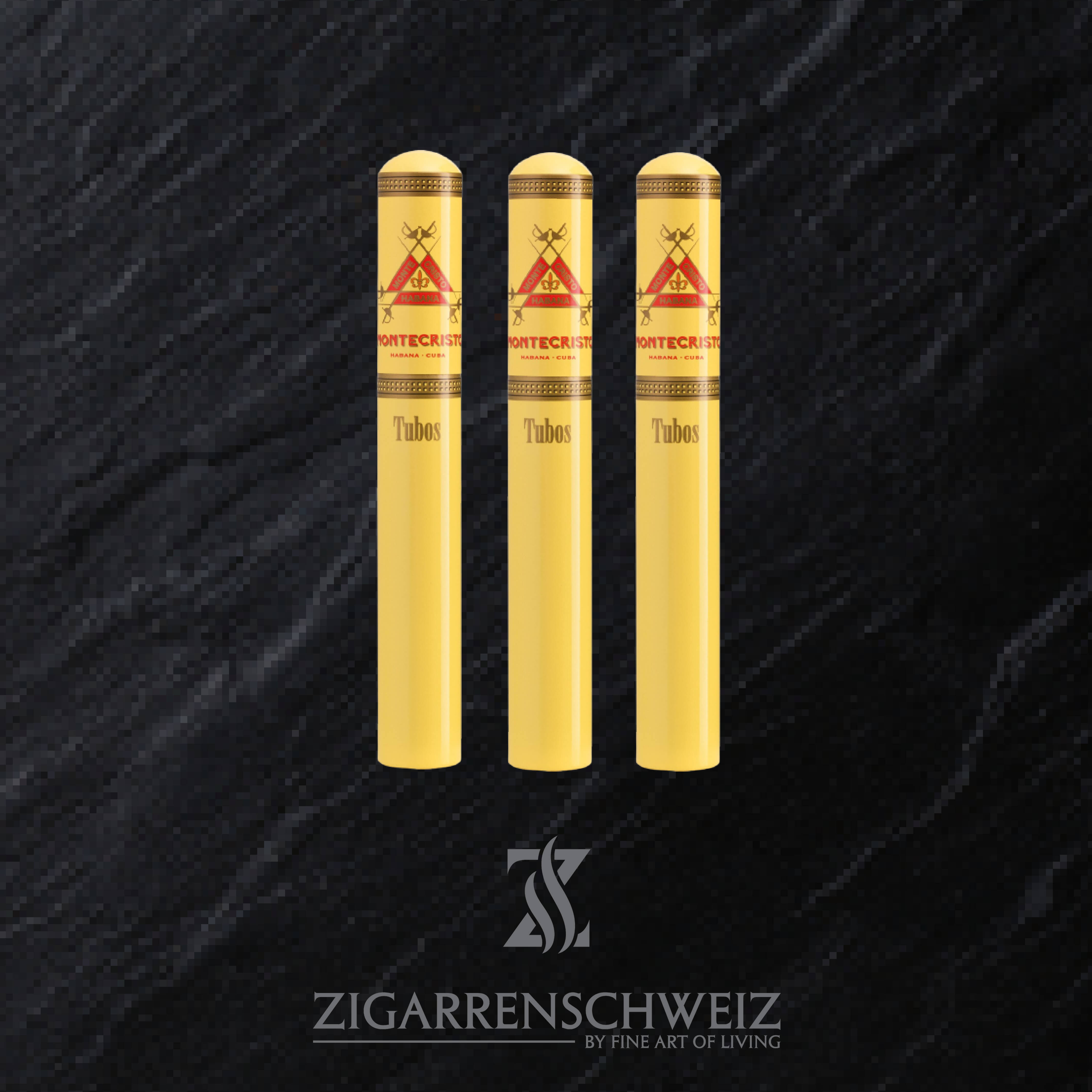 3er Etui Montecristo Tubos Zigarren aus Kuba