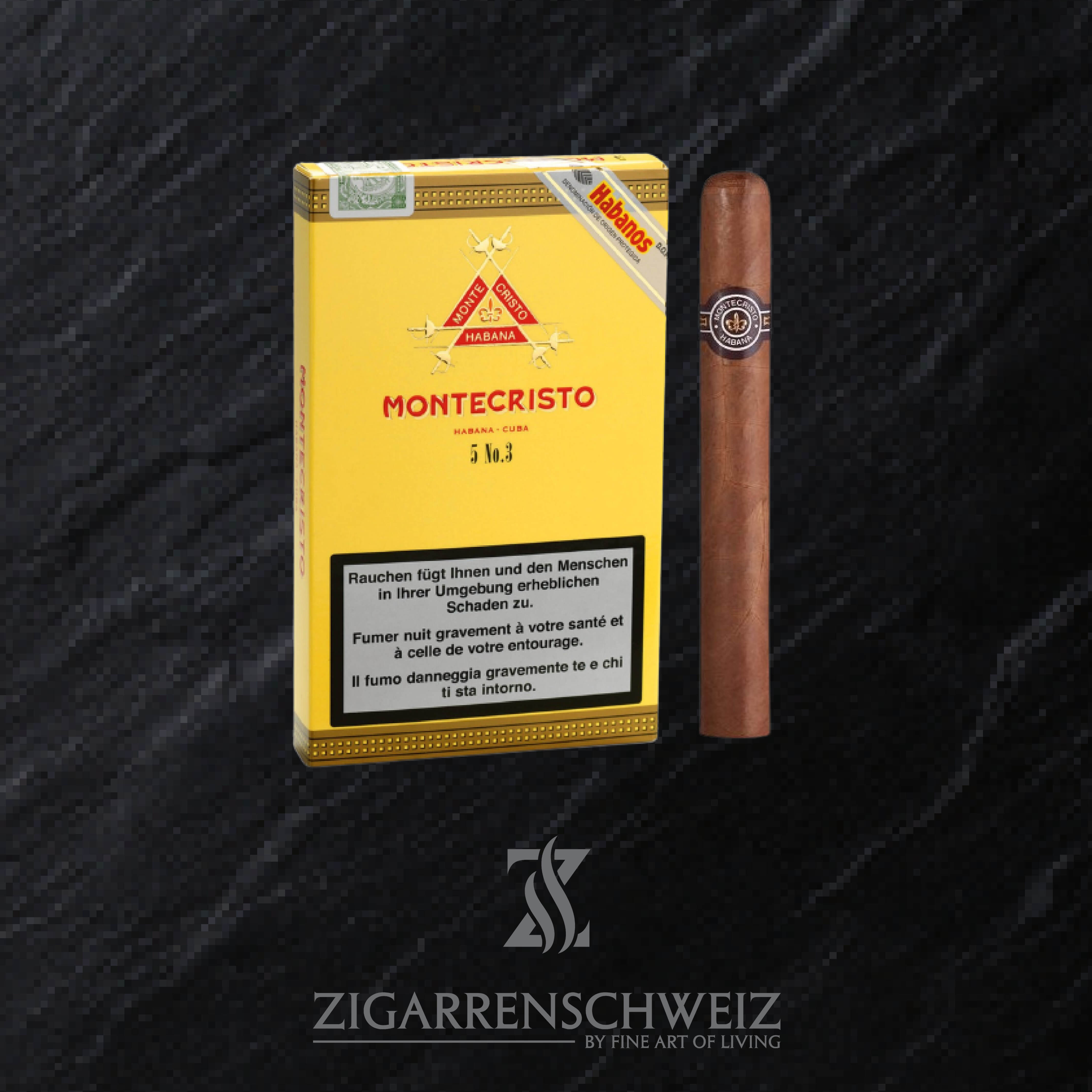 5er Etui Montecristo No 3 Zigarren aus Kuba