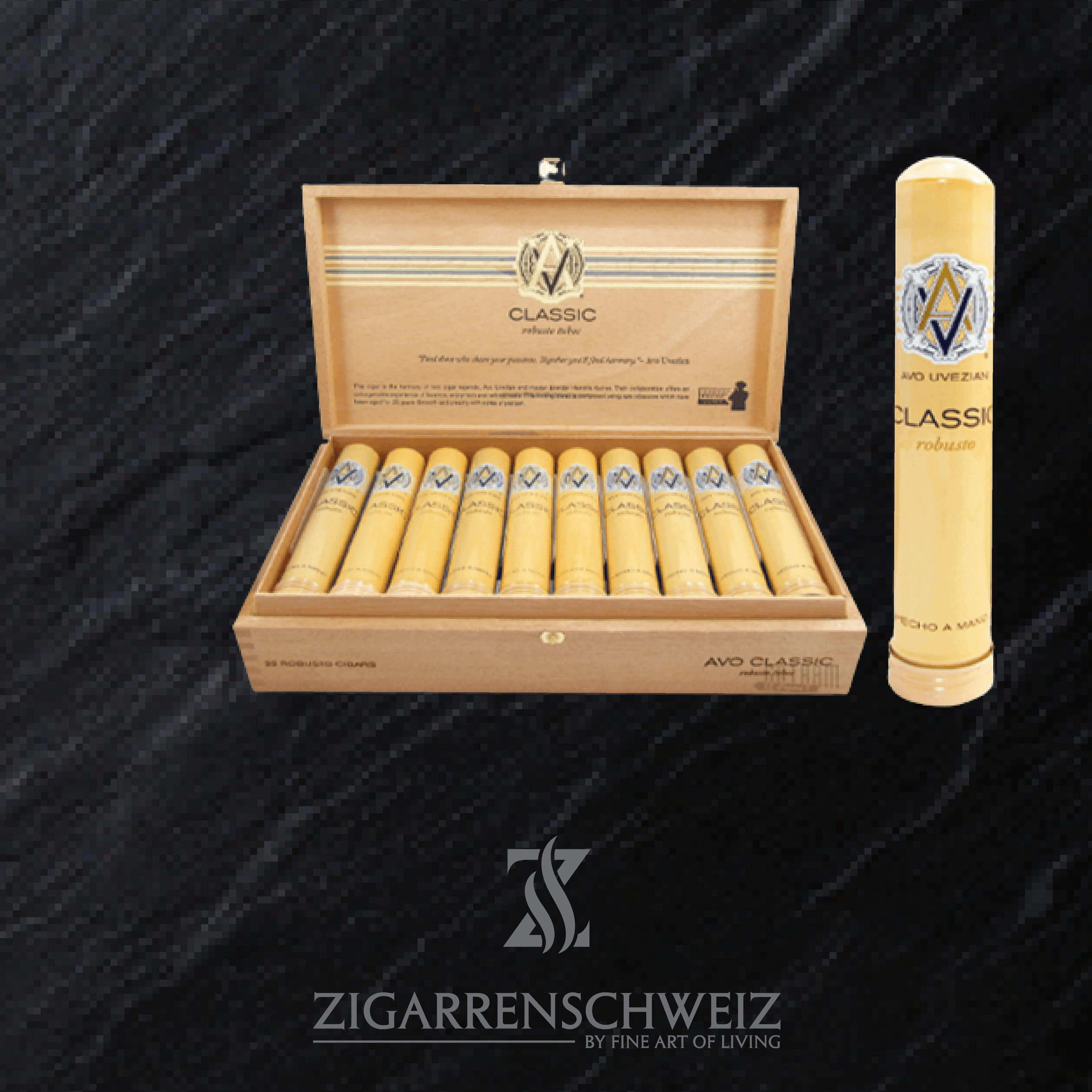 AVO Classic Robusto Tubos Zigarren Kiste offen