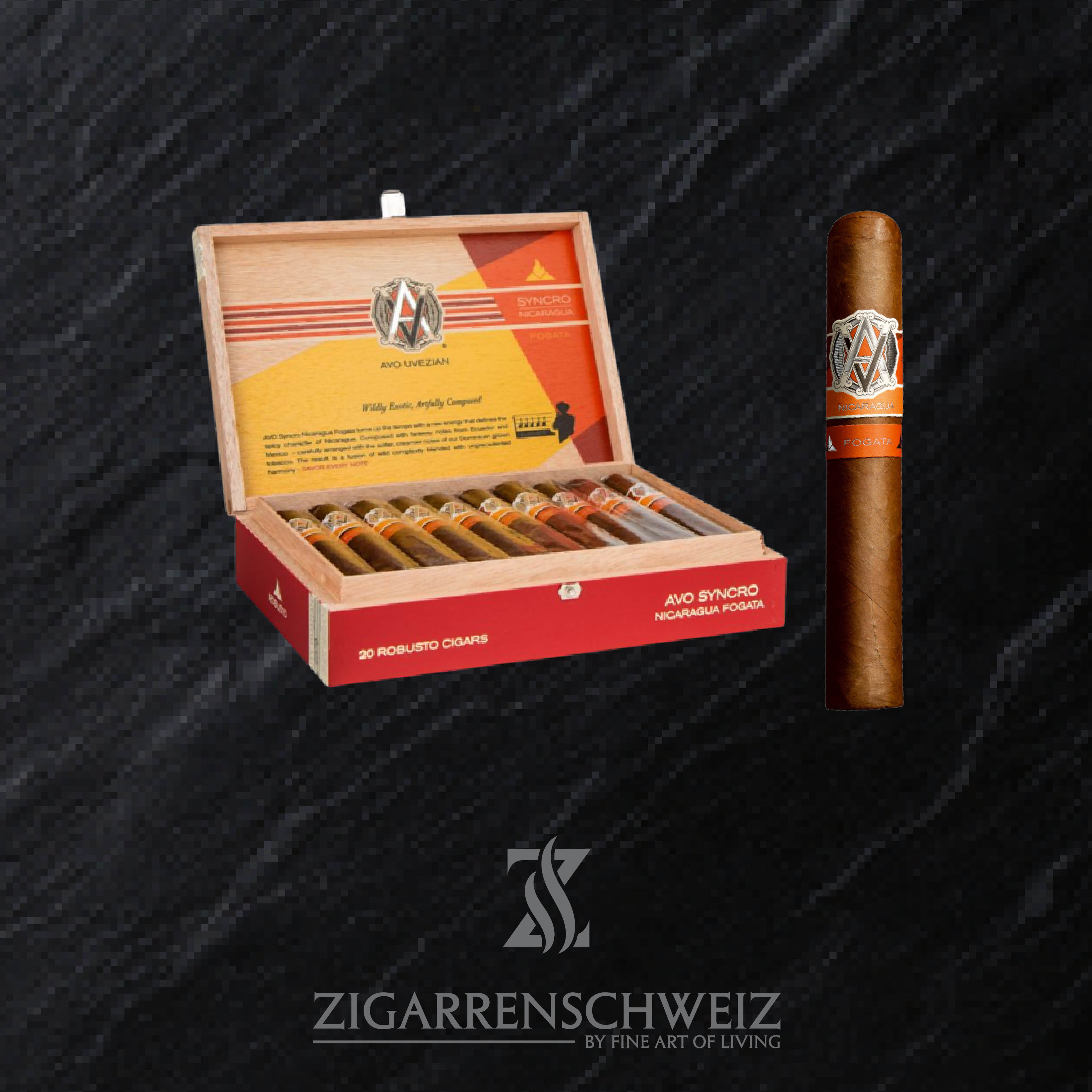 AVO Syncro Nicaragua Fogata Special Toro Zigarren Kiste offen