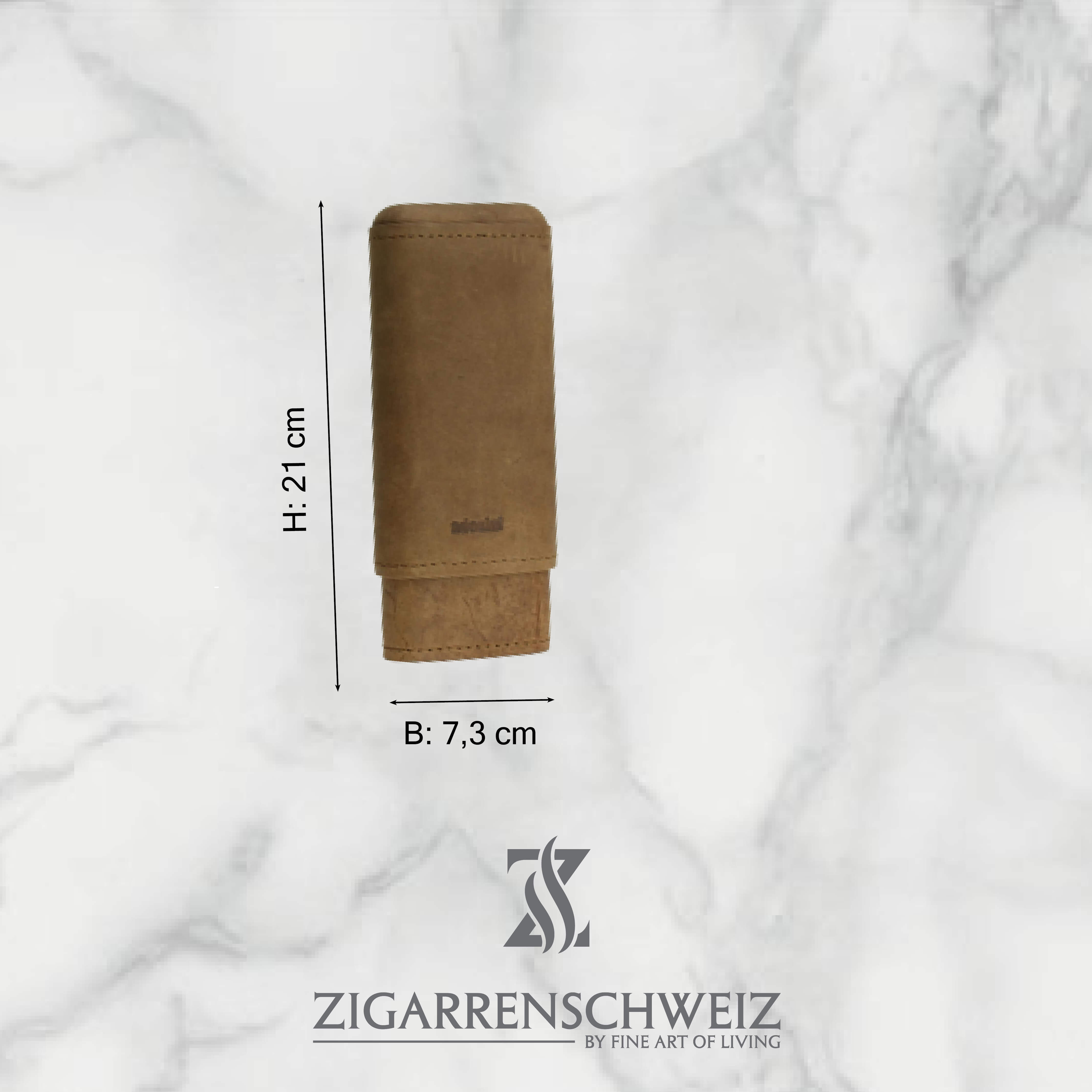Adorini Zigarrenetui, Material: Echtleder, Kapazität: 2-3 Zigarren, Farbe: Braun, mit Abmessungen