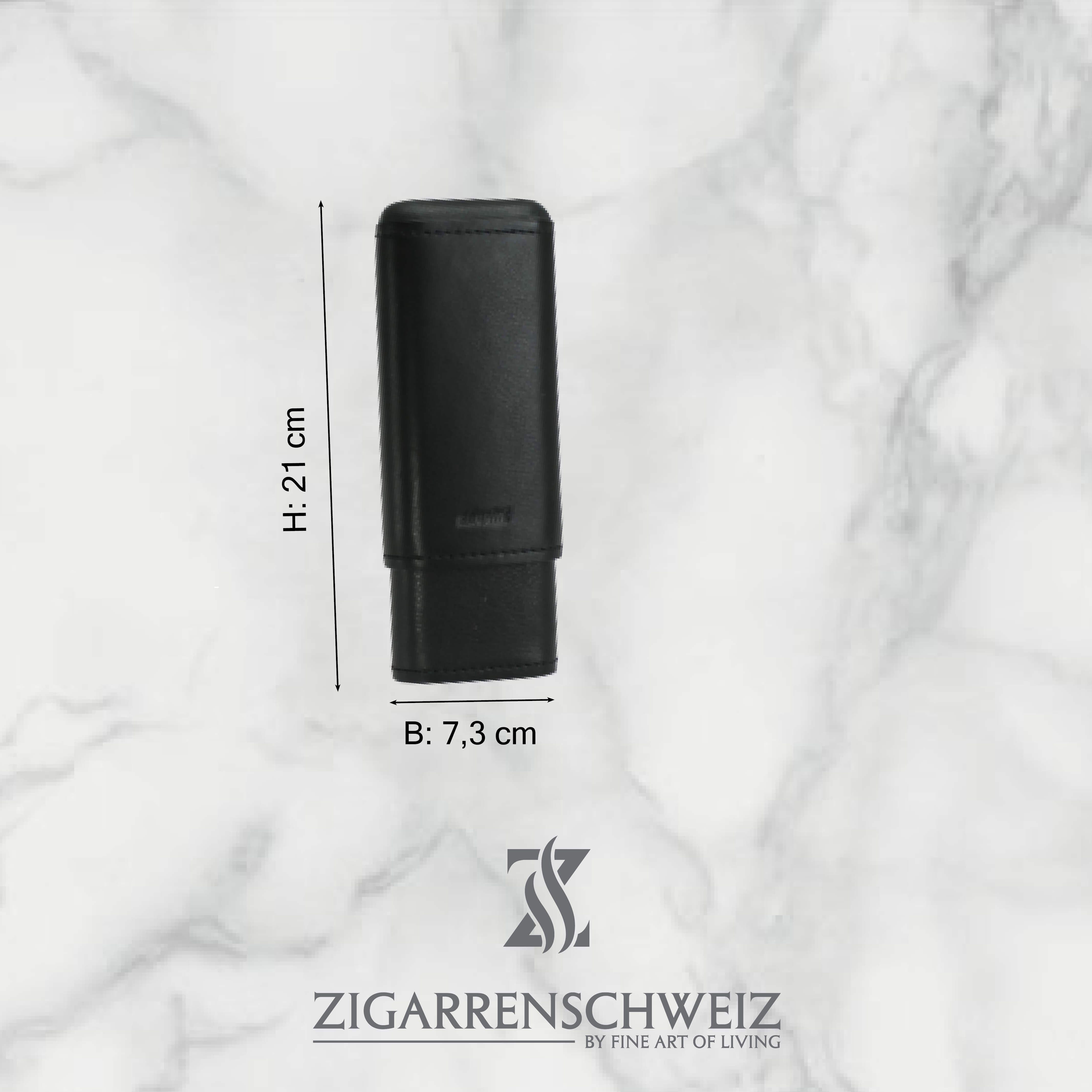 Adorini Zigarrenetui, Material: Echtleder, Kapazität: 2-3 Zigarren, Farbe: Schwarz, mit Abmessungen