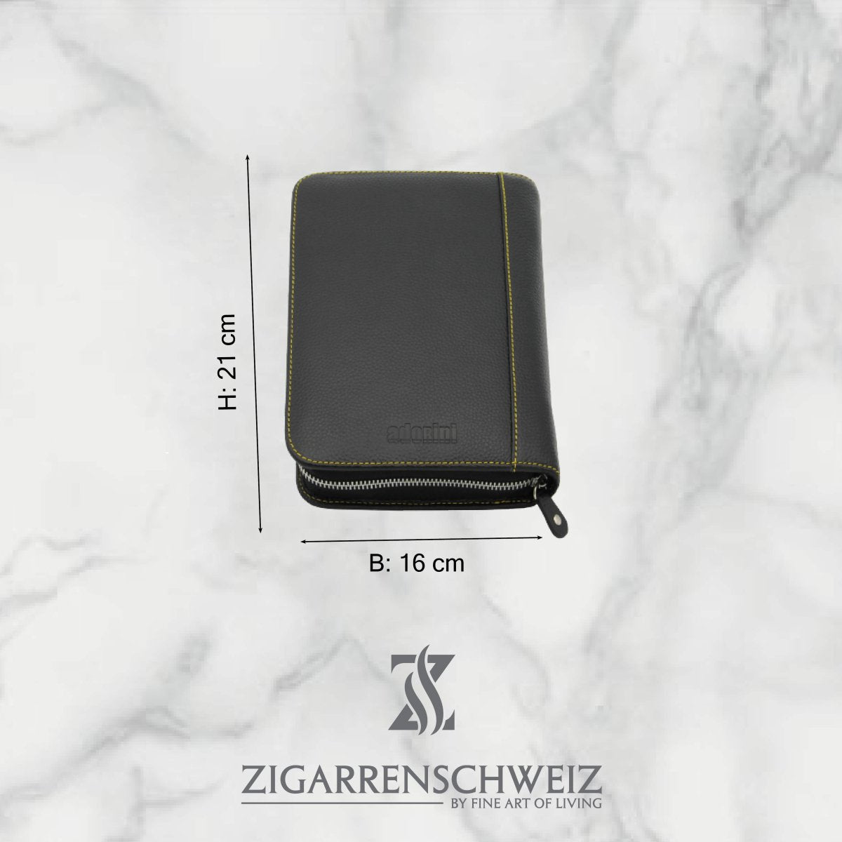 Adorini Zigarrenetui in schwarzem Echtleder für 7 Zigarren - Zigarrenschweiz Online Zigarren Boutique - 