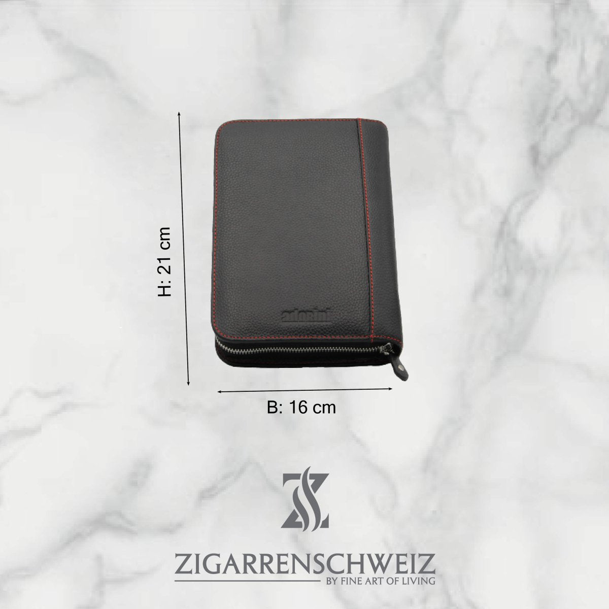 Adorini Zigarrenetui in schwarzem Echtleder für 7 Zigarren - Zigarrenschweiz Online Zigarren Boutique - 