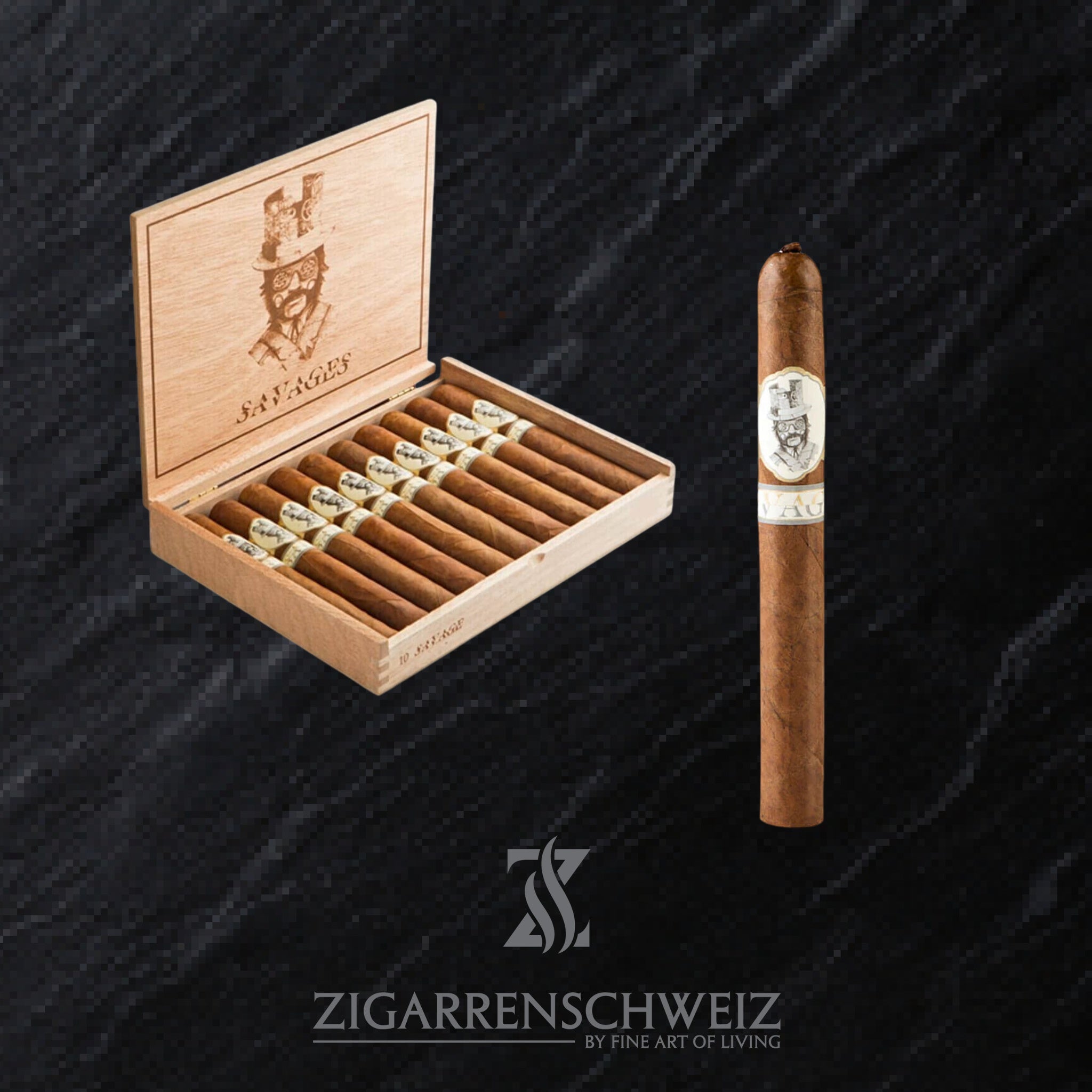 offene Kiste Caldwell Savages Zigarren im Corona Format