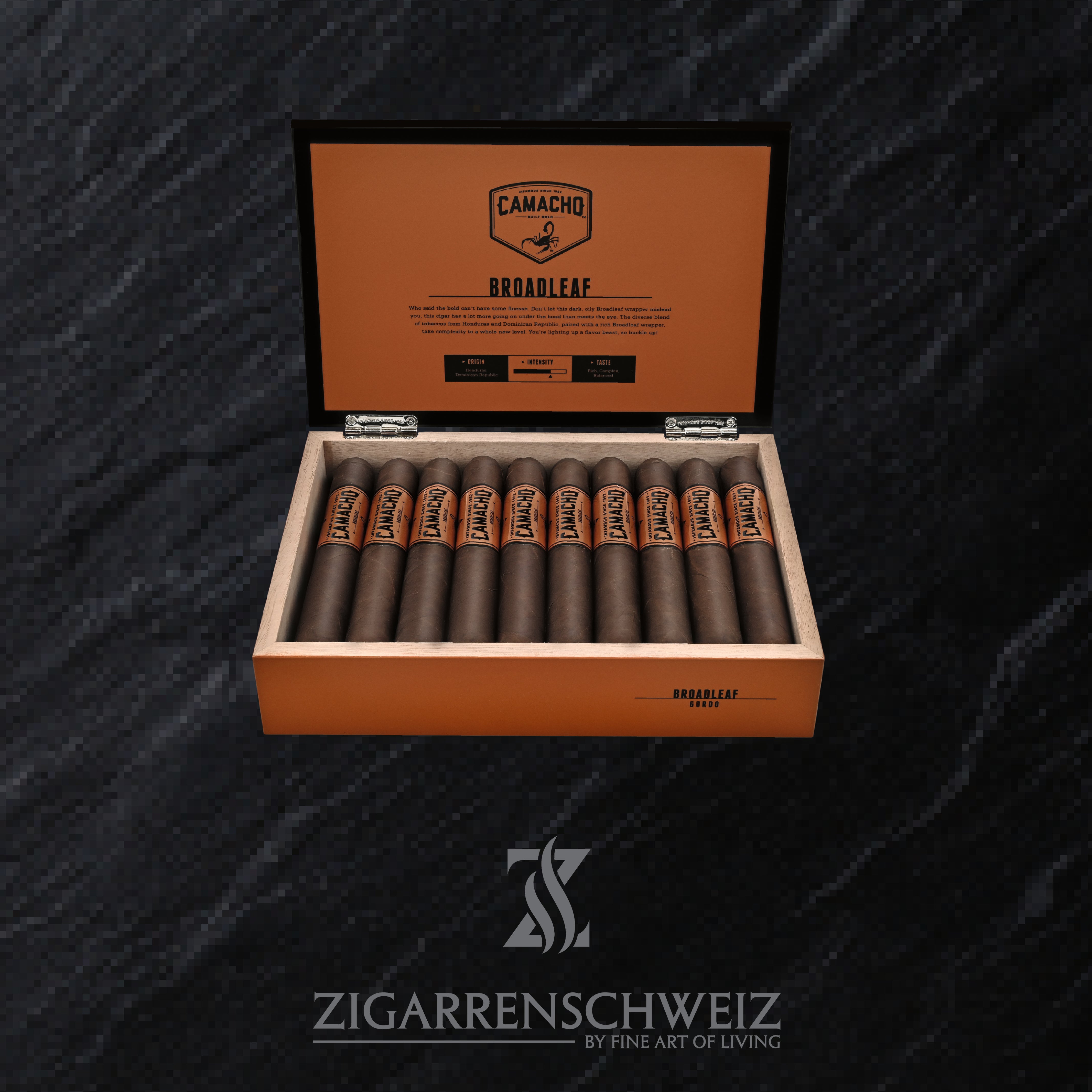 Camacho Broadleaf Gordo Zigarren Kiste offen