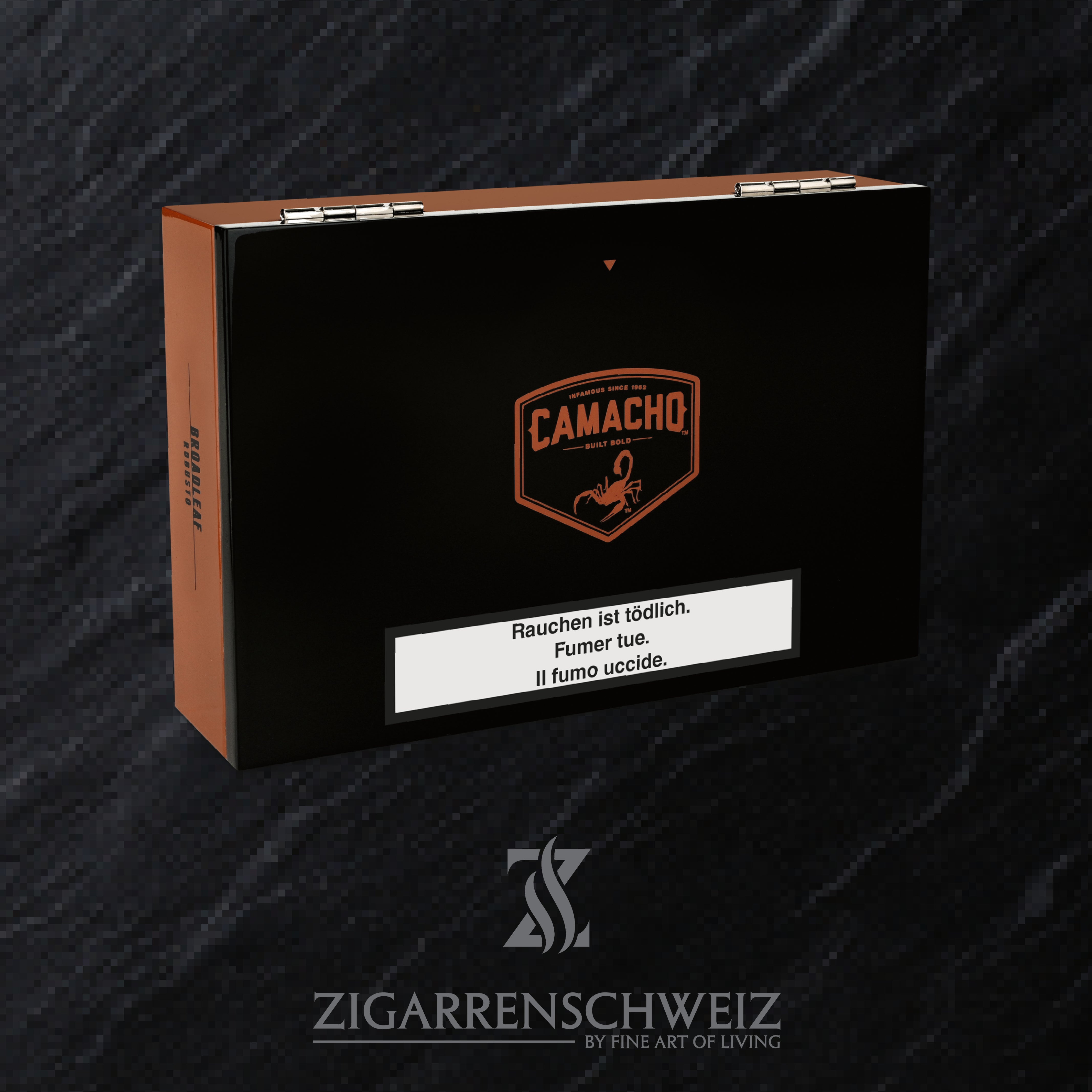 Camacho Broadleaf Robusto Zigarren Kiste geschlossen