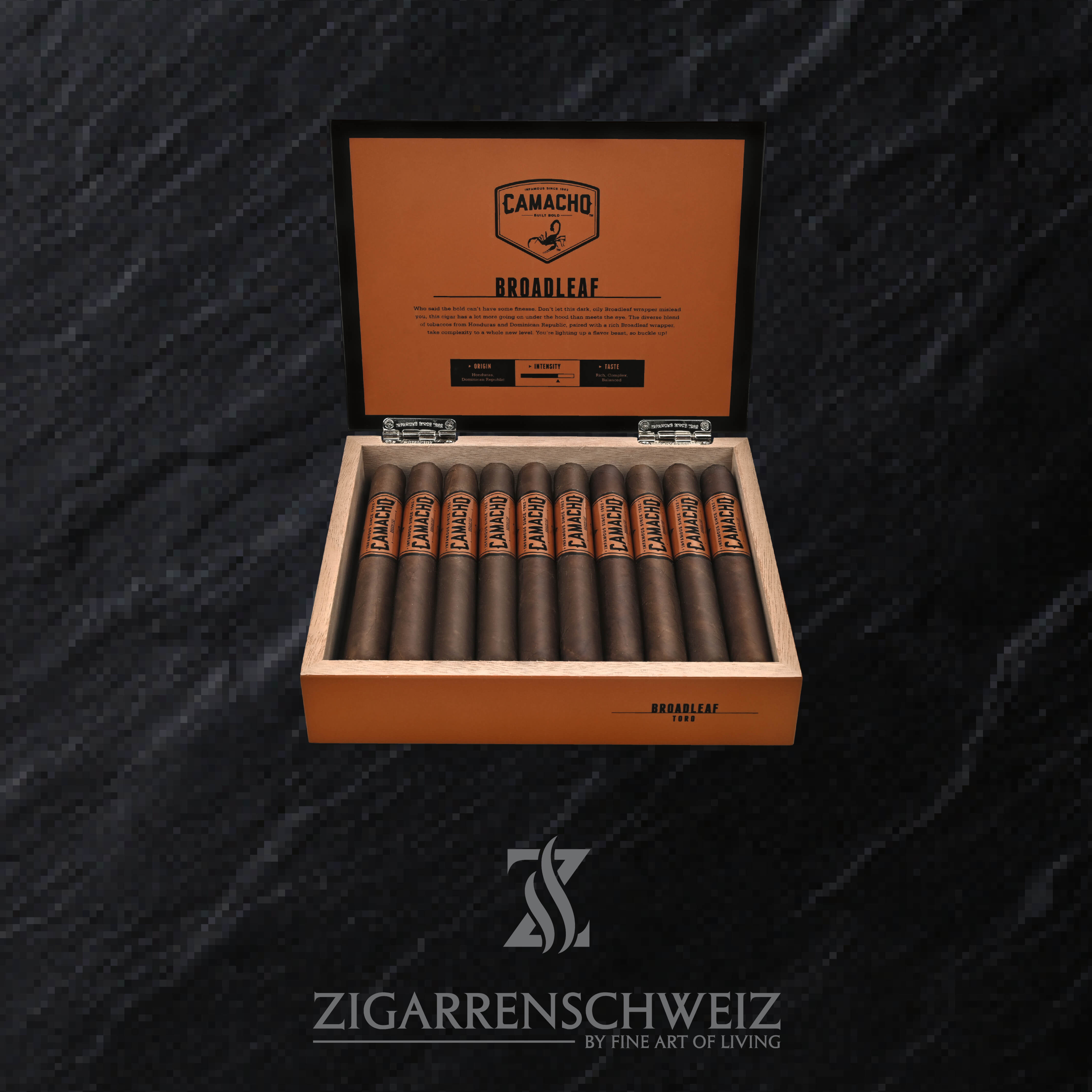 Camacho Broadleaf Toro Zigarren Kiste offen