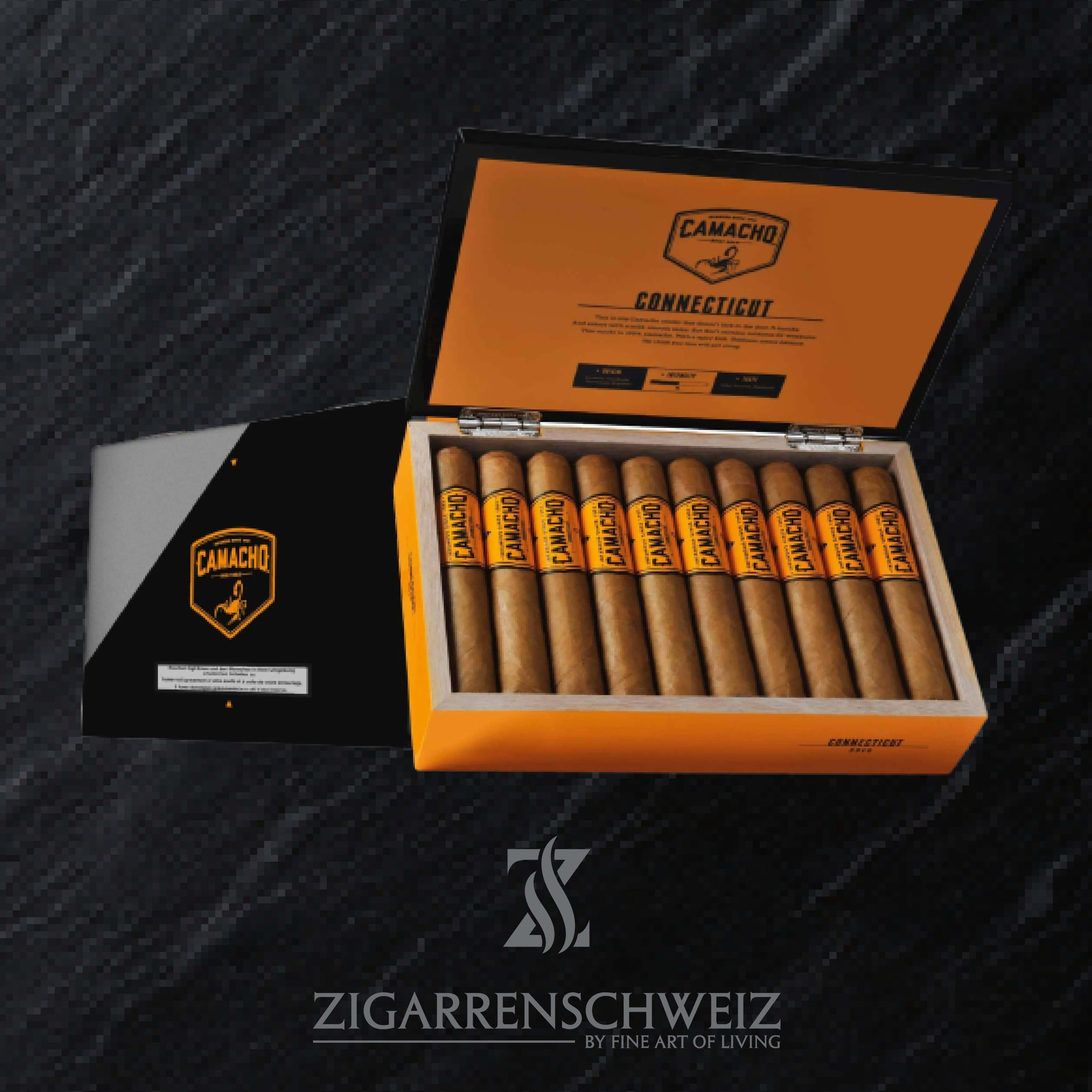 Camacho Connecticut 60/6 (Gordo Format) Zigarren Kiste Innen und Aussen