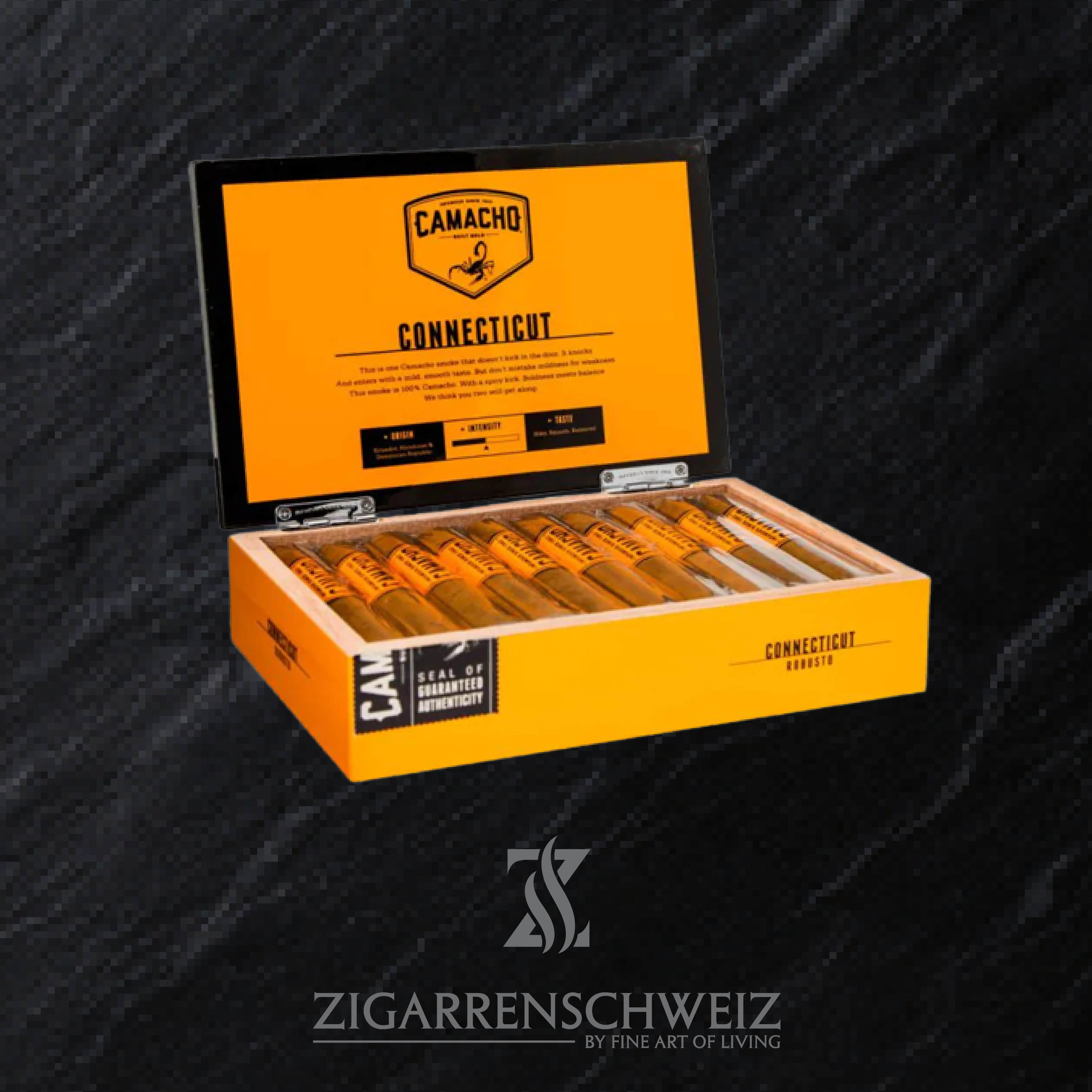 Camacho Connecticut Robusto Zigarren Kiste offen