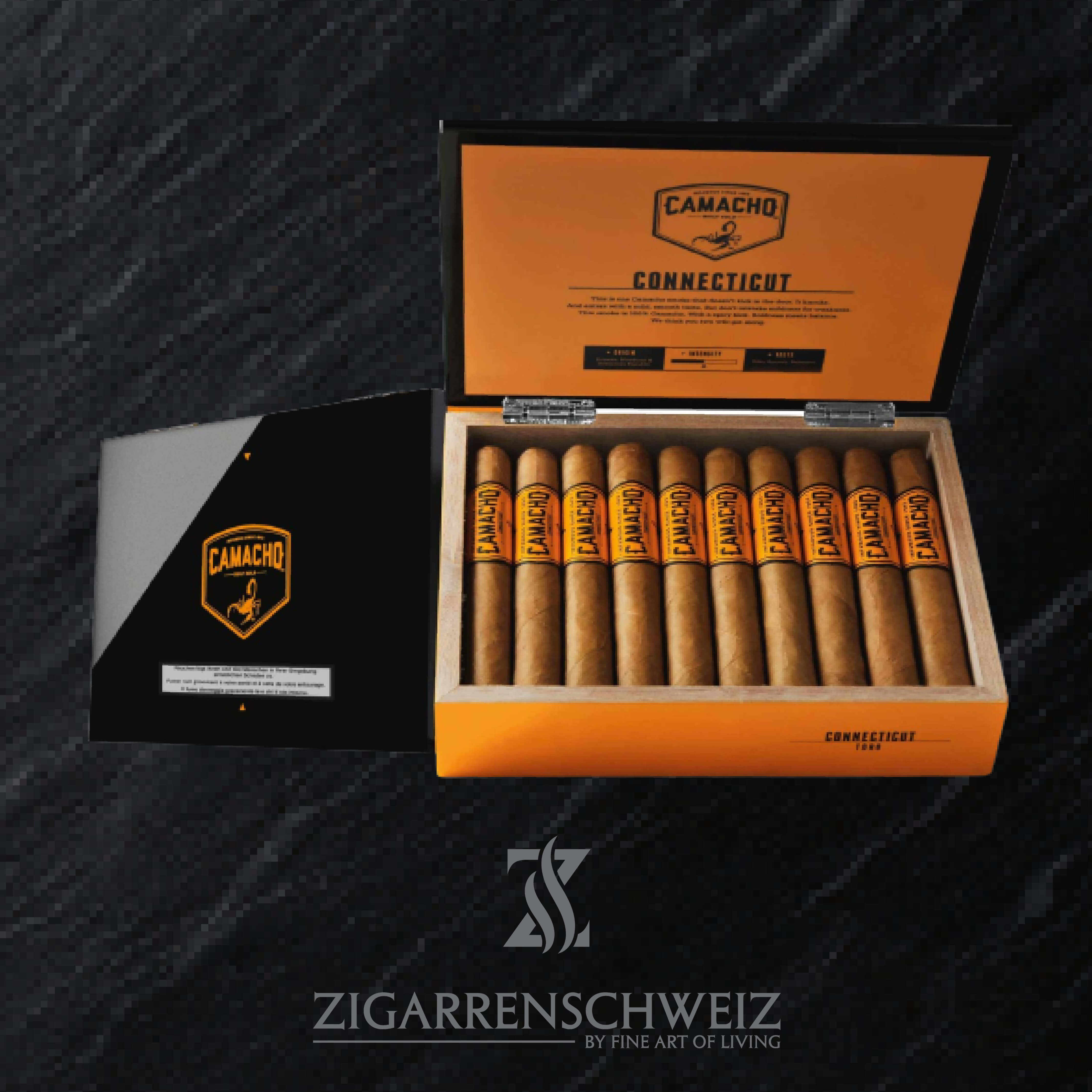 Camacho Connecticut Toro Zigarren Kiste Innen und Aussen