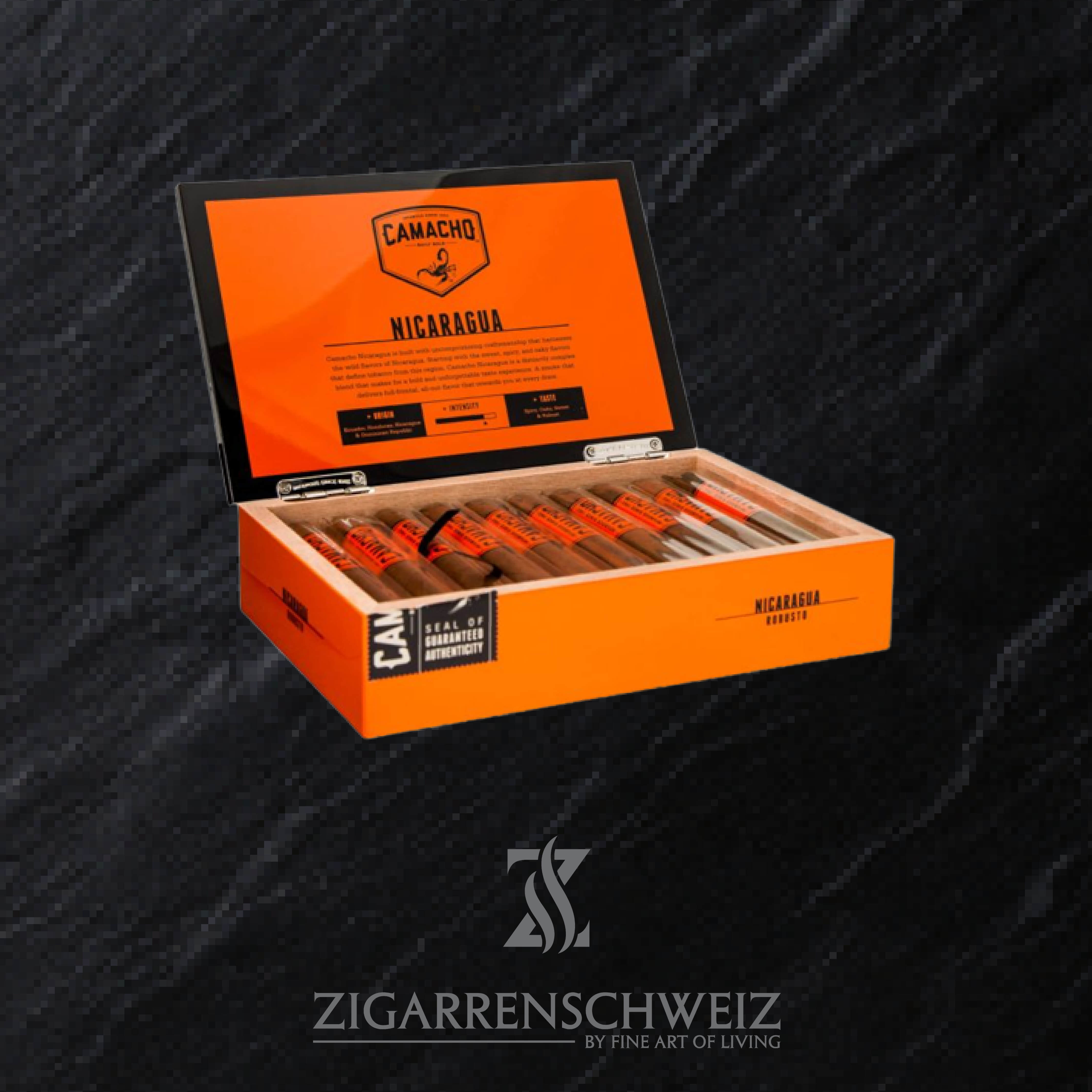 Camacho Nicaragua Robusto Zigarren Kiste offen