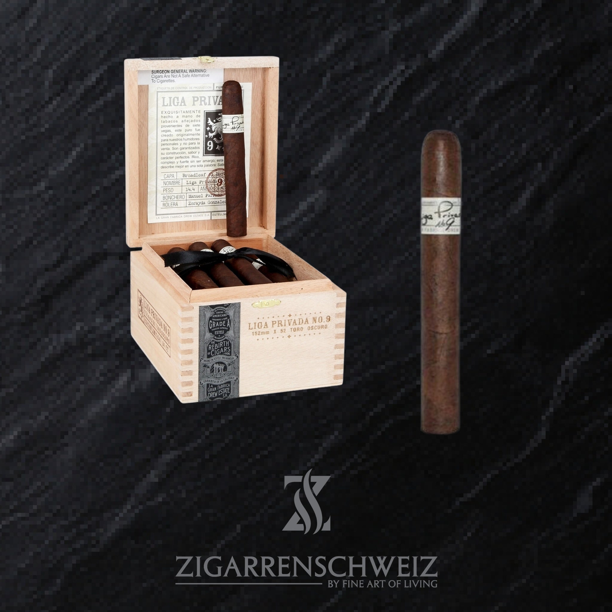 offene Kiste Drew Estate Liga Privada No. 9 Zigarren im Toro Format