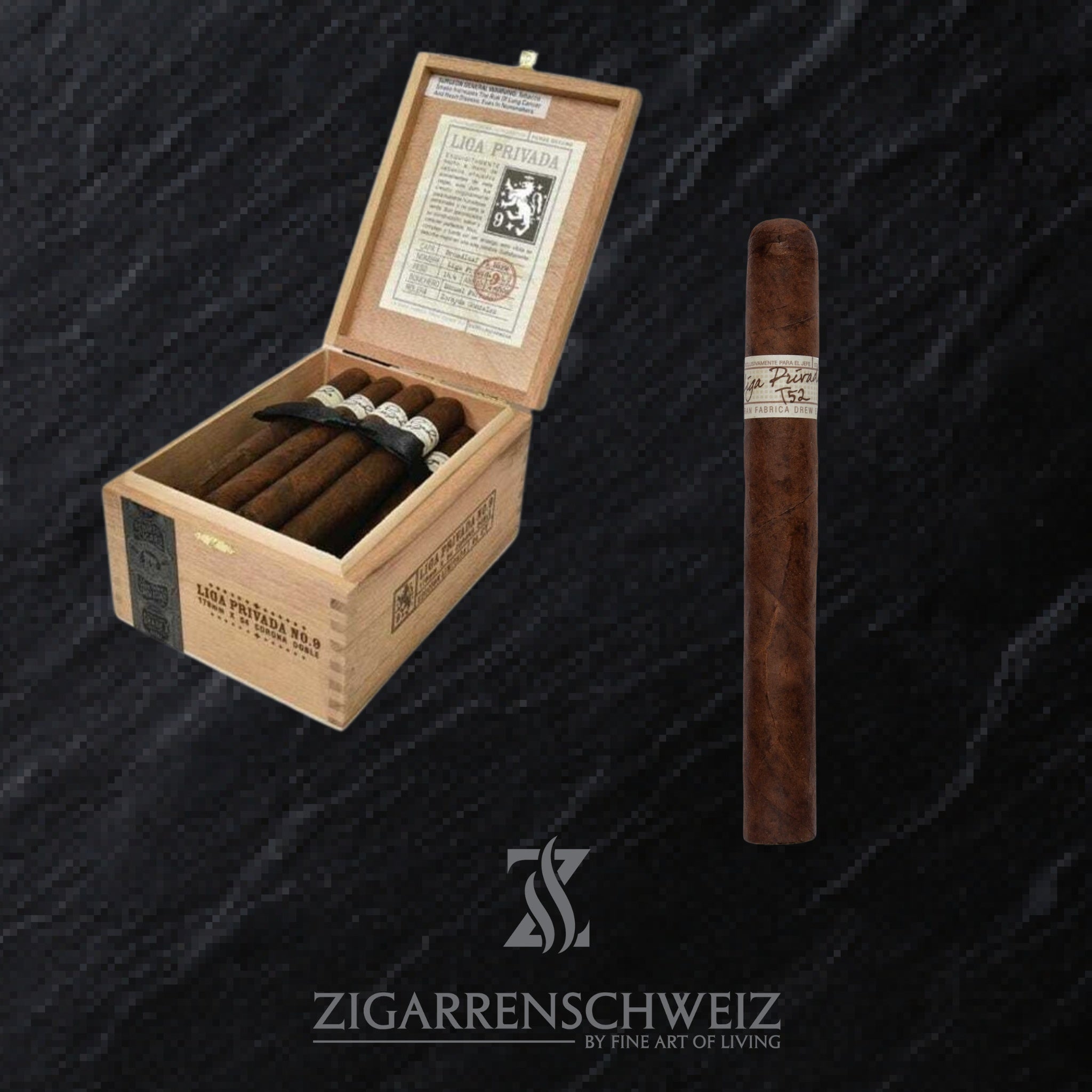 offene Kiste Drew Estate Liga Privada T52 Zigarren im Corona Doble Format