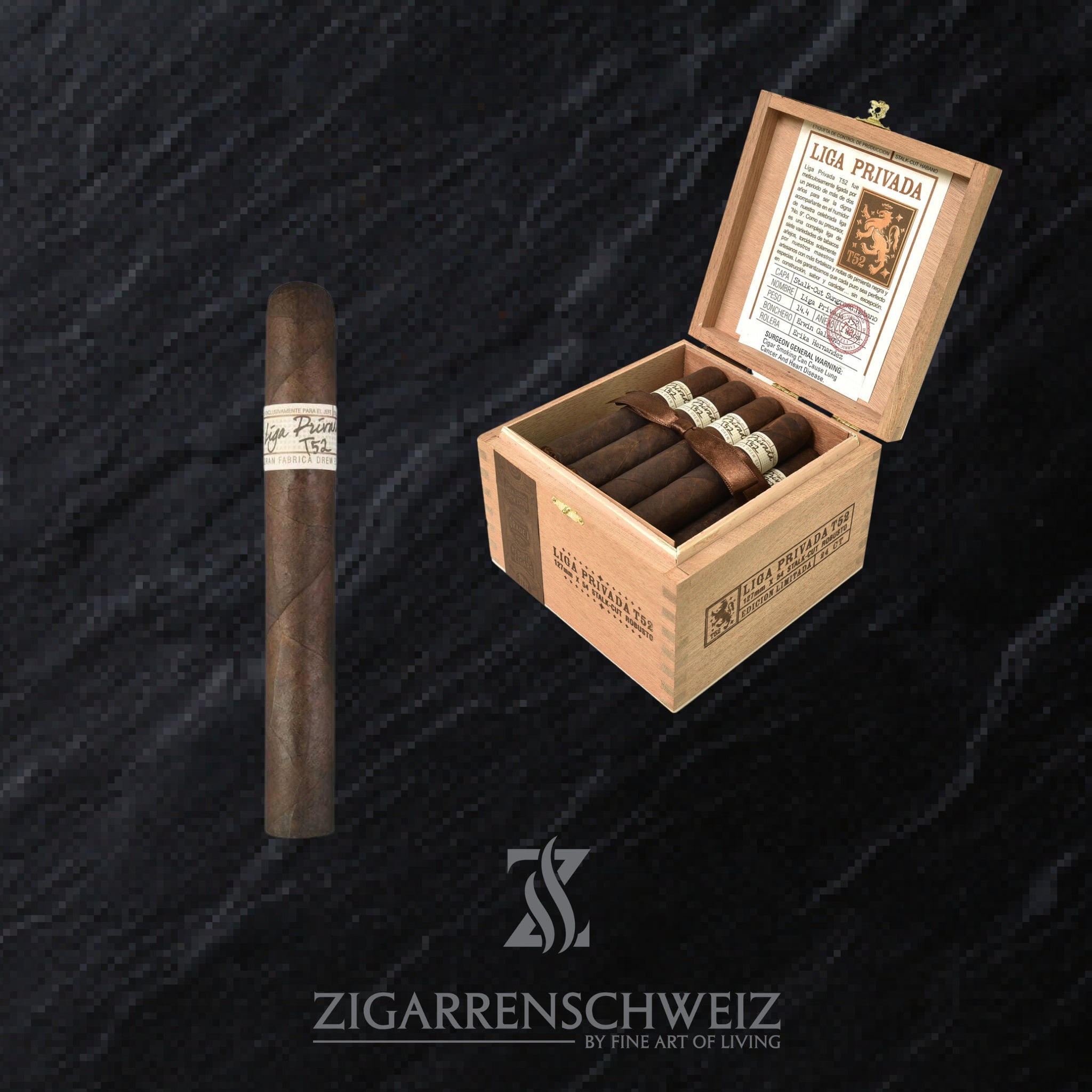 offene Kiste Drew Estate Liga Privada T52 Zigarren im Toro Format