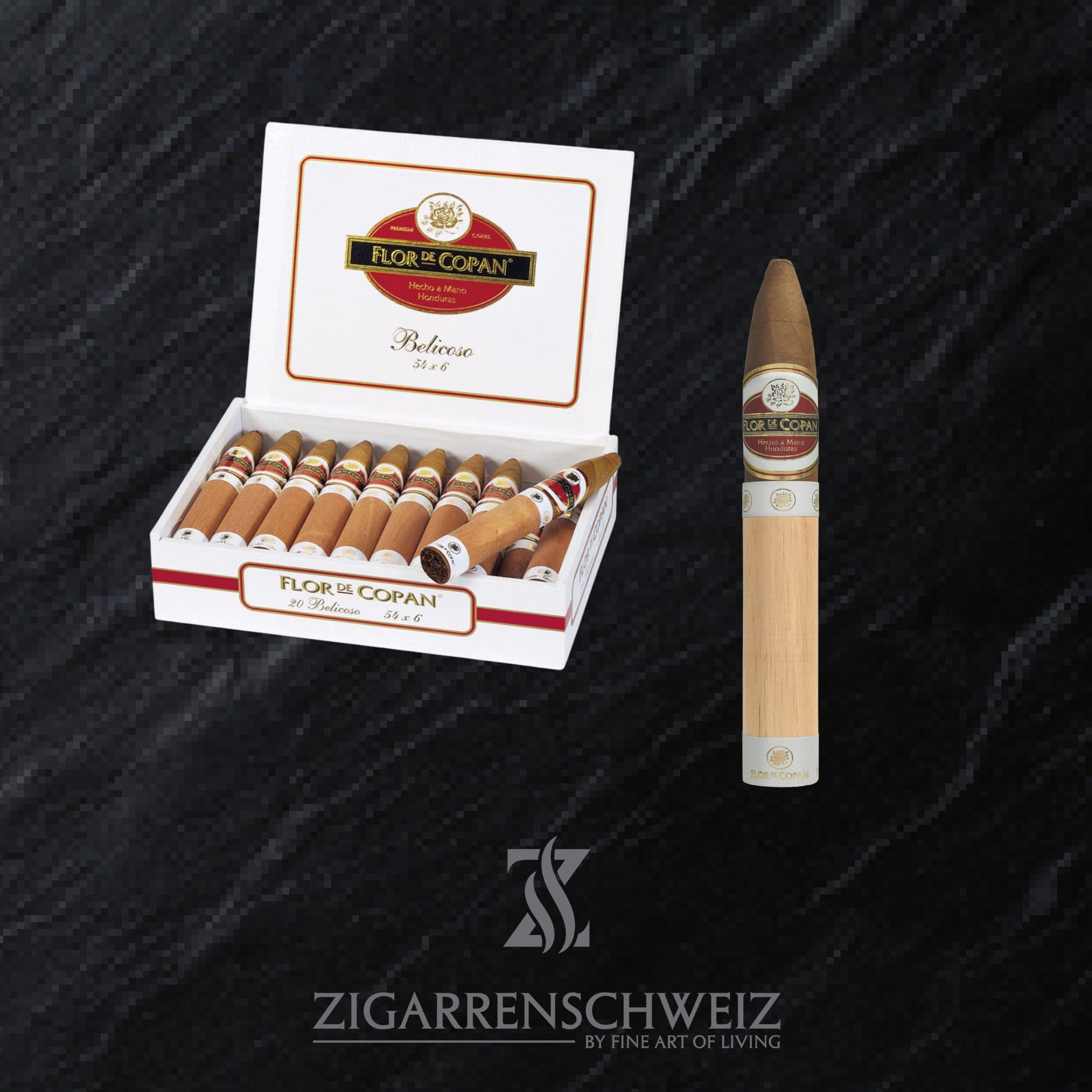 offene Kiste Flor de Coban Clasica Zigarren im Belicoso Format