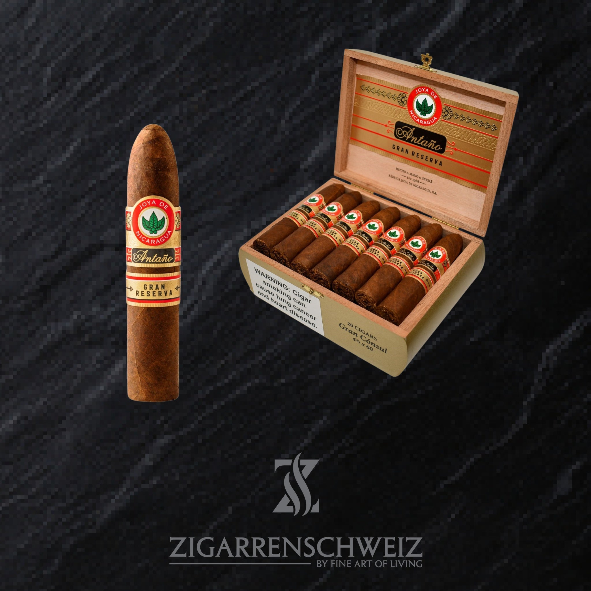 offene Kiste Joya de Nicaragua Antano Gran Reserva Zigarren im Gran Consul Format