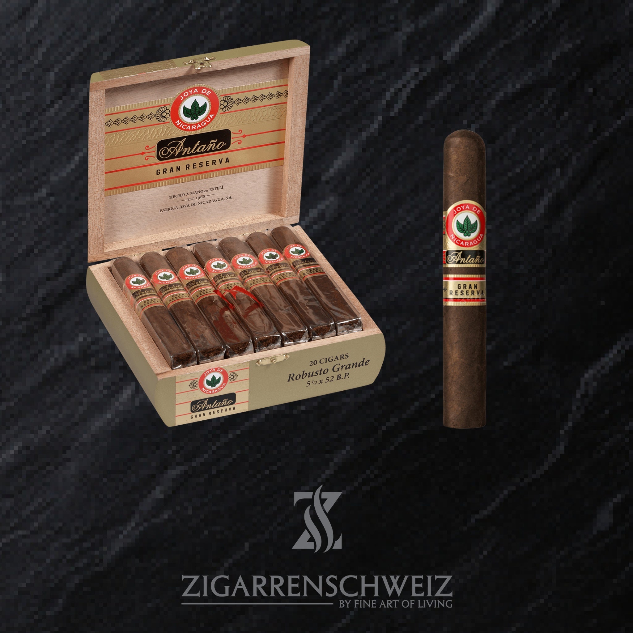 offene Kiste Joya de Nicaragua Antano Original Zigarren im Robusto Grande Format