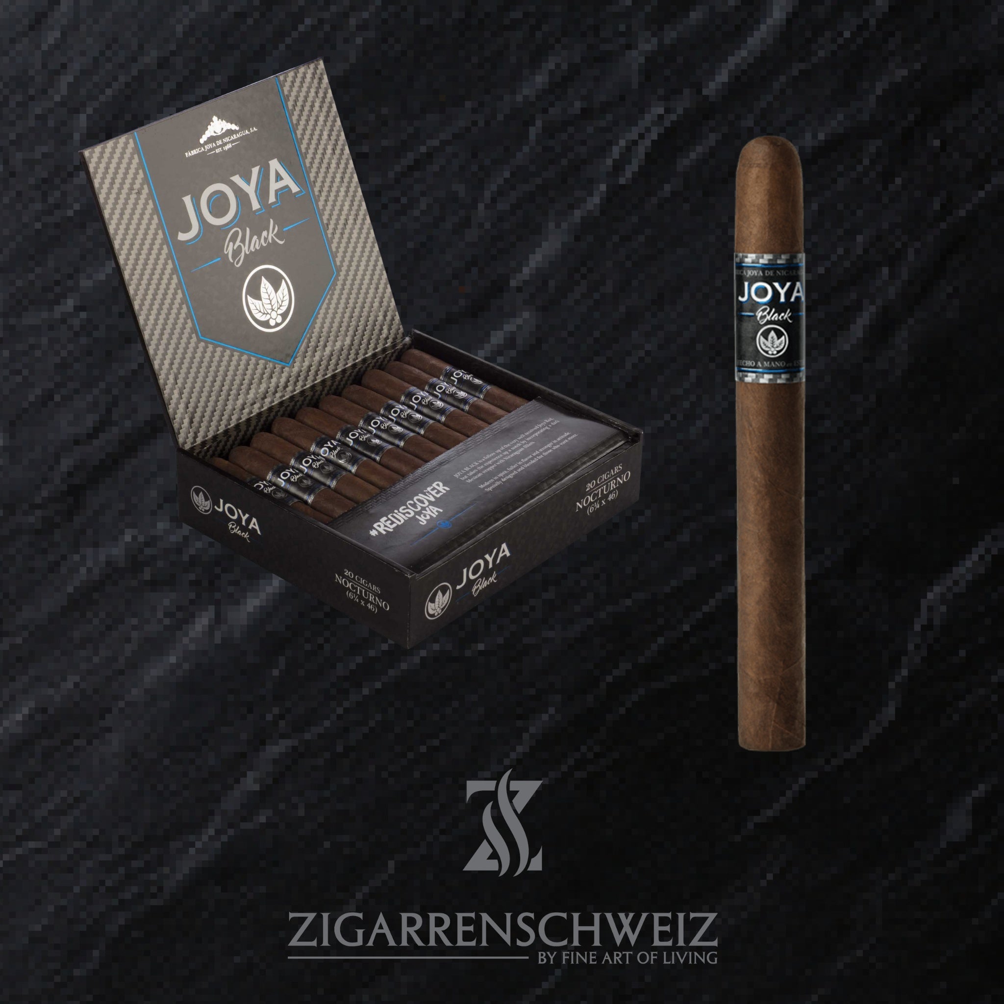 offene Kiste Joya de Nicaragua Black Zigarren im Noctaruno Corona Format