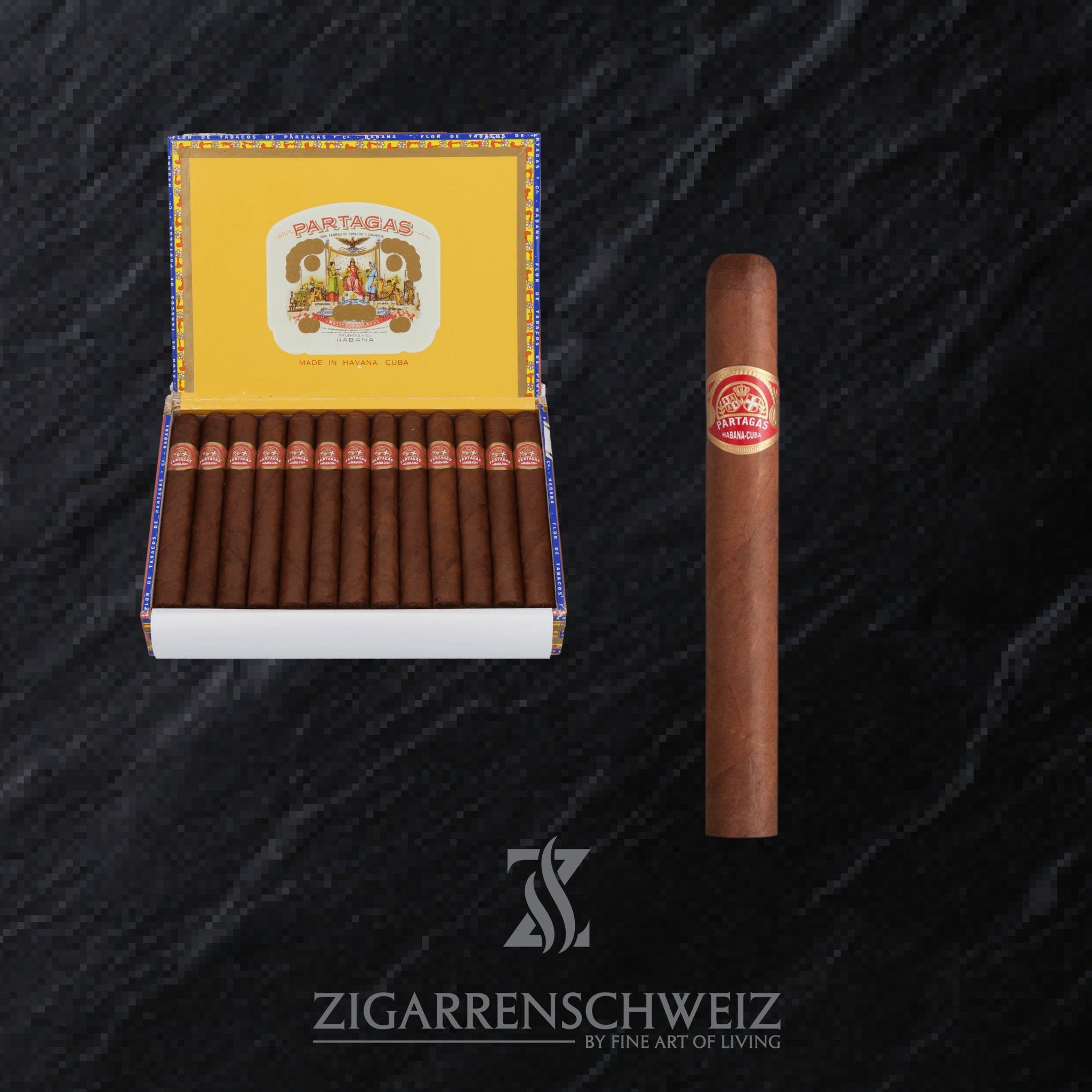 offene Kiste Partagas Zigarren im Petit Cetros Format