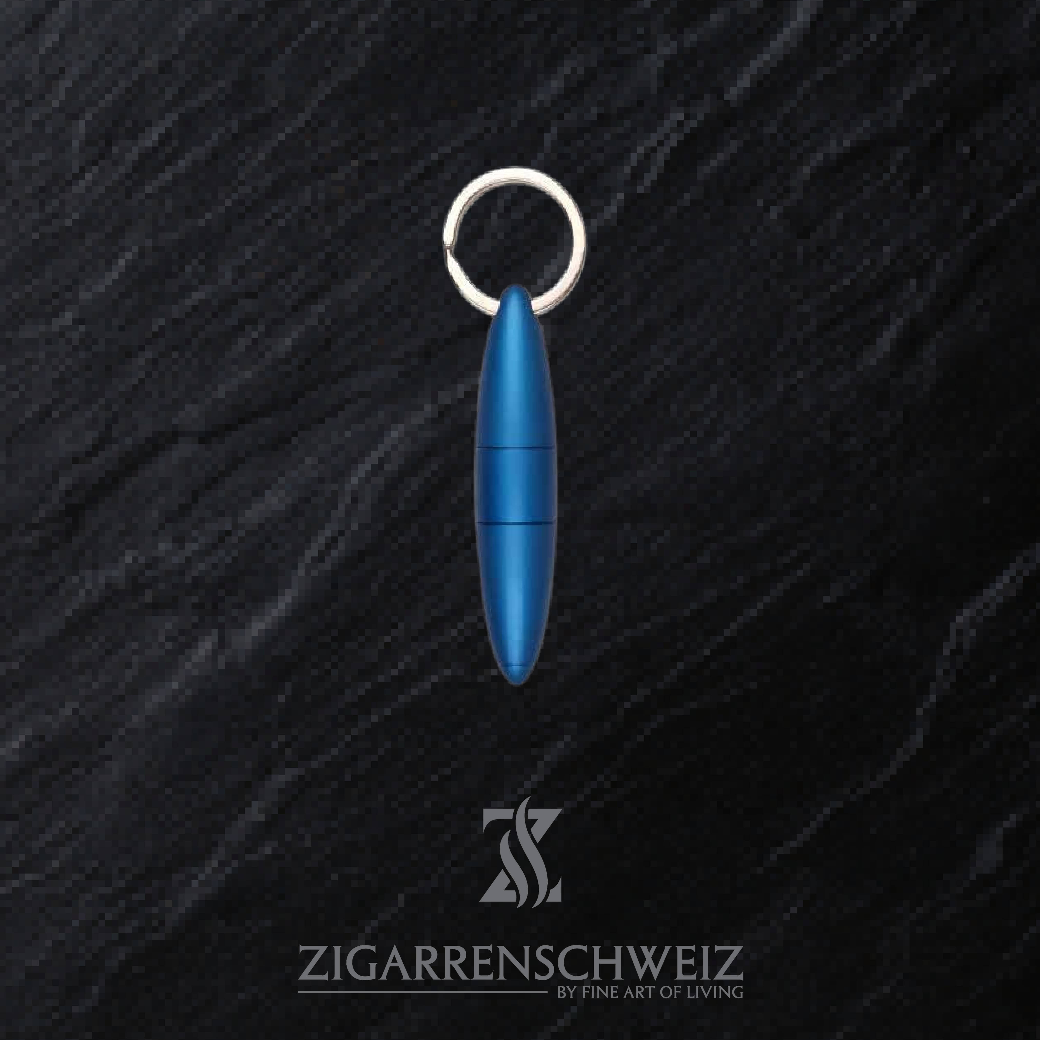 Passatore Zigarren Puncher und Zigarren Bohrer, praktischer Schlüsselanhänger, zwei in eins, Farbe: Blau metallisiert