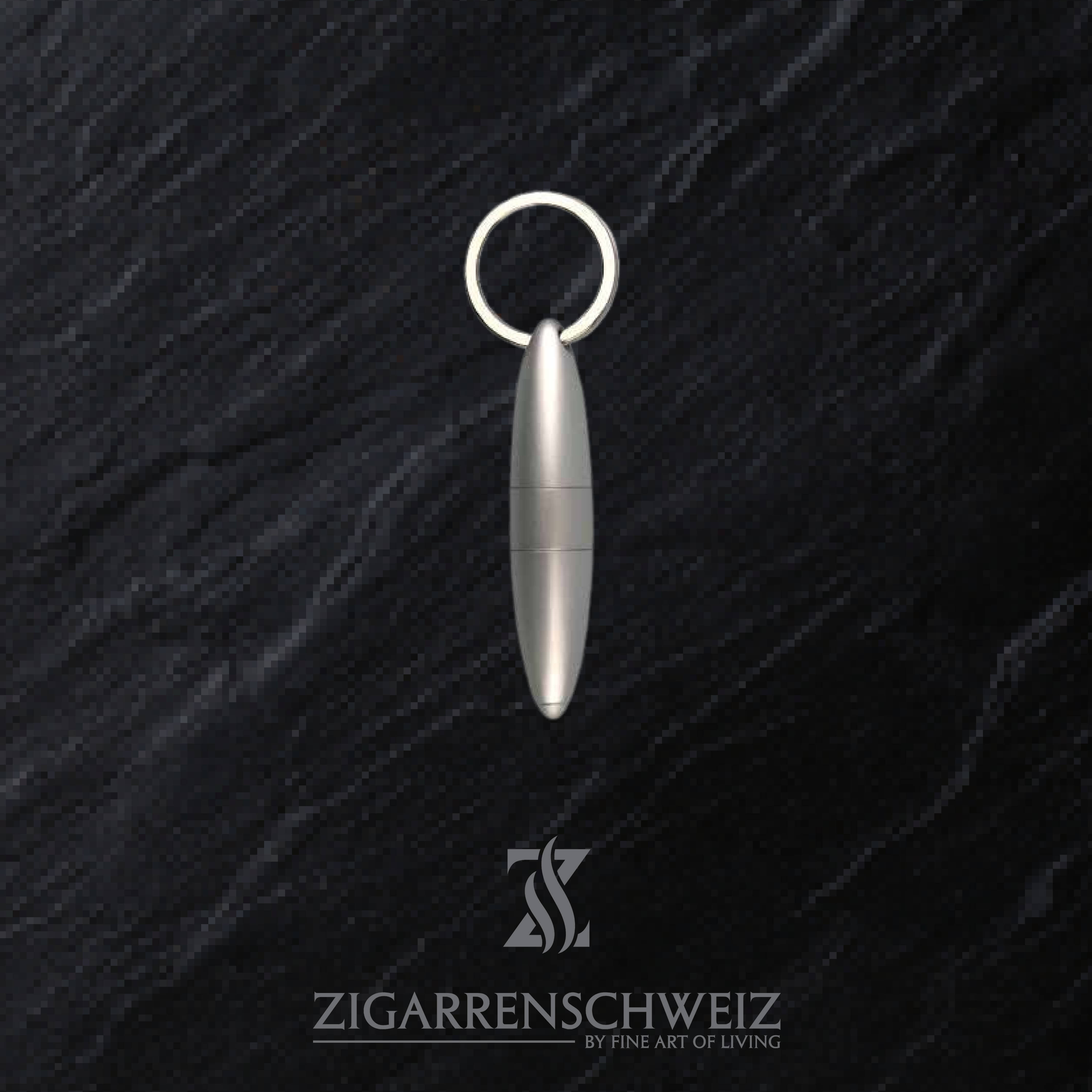 Passatore Zigarren Puncher und Zigarren Bohrer, praktischer Schlüsselanhänger, zwei in eins, Farbe: Silber gebürstet