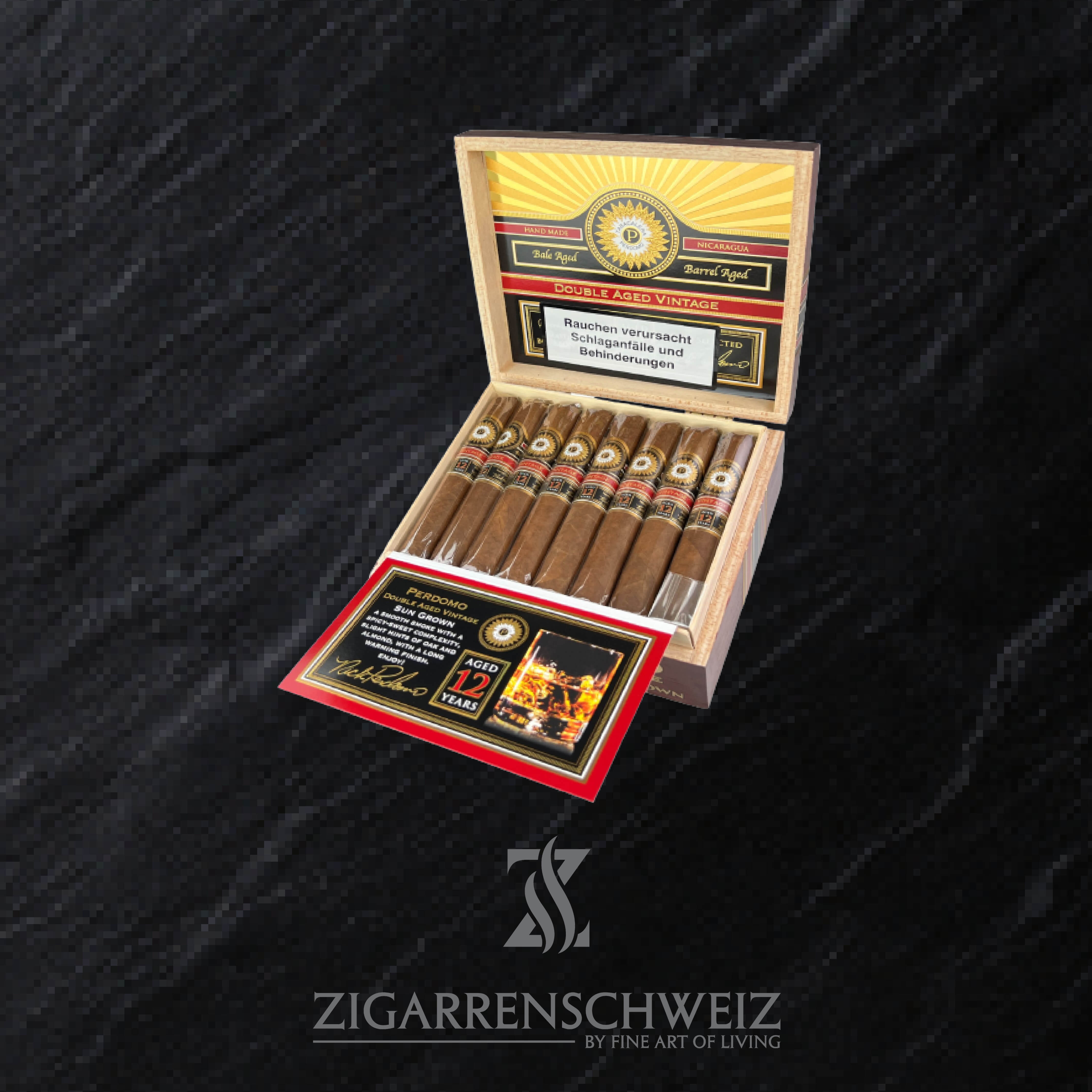 Perdomo Double Aged 12 Years Sun Grown Epicure Zigarren Kiste offen