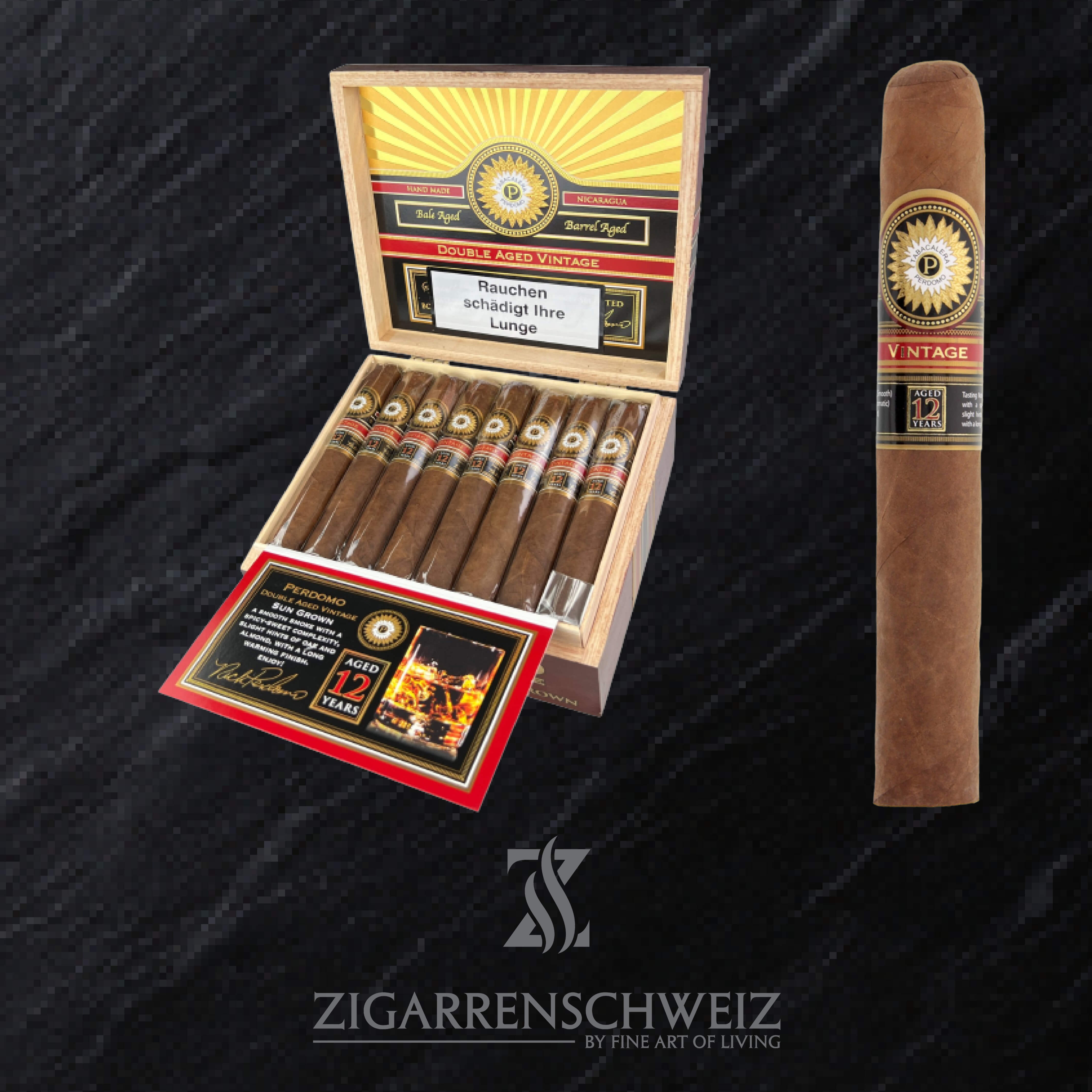 Perdomo Double Aged 12 Years Sun Grown Gordo Extra Zigarren Kiste offen