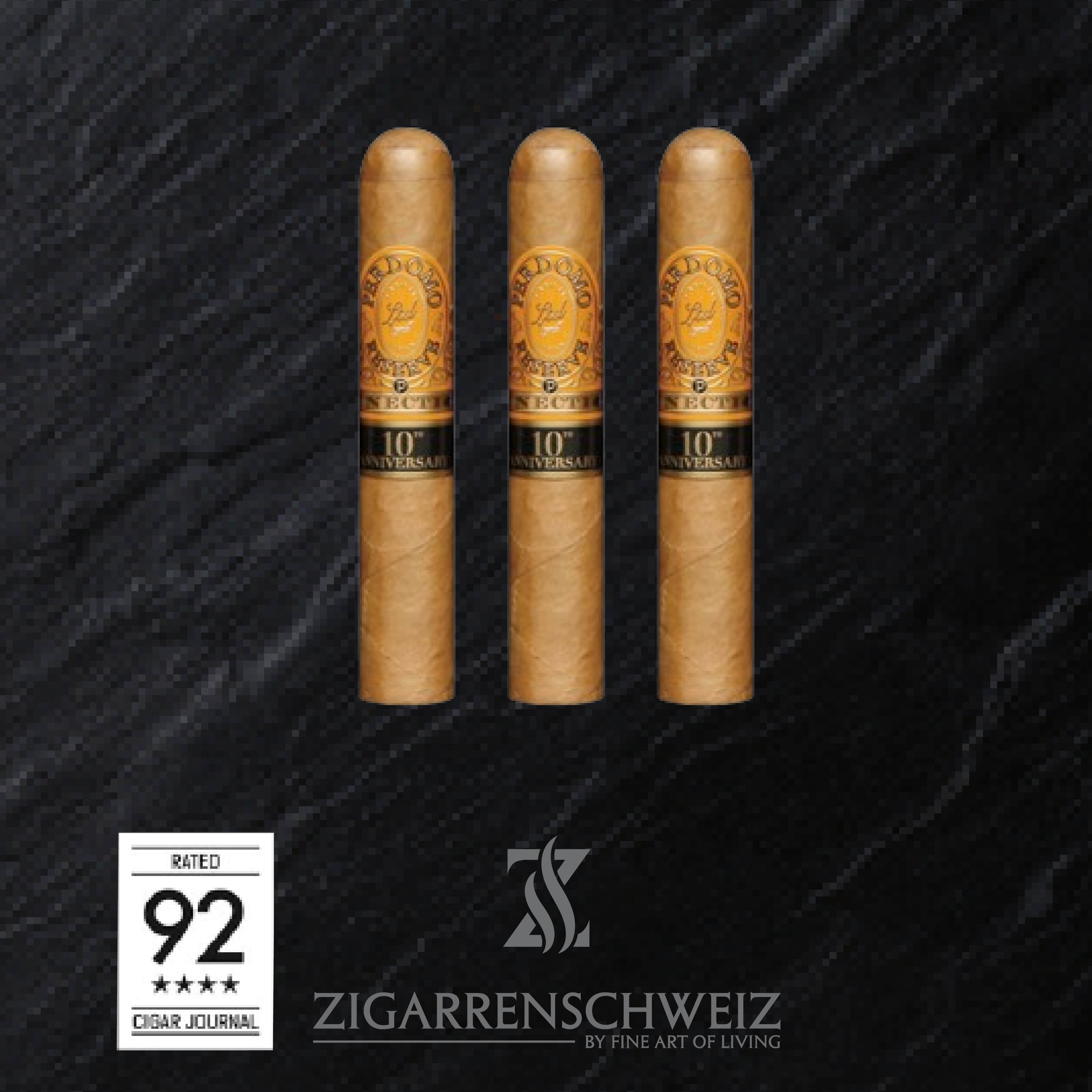 Perdomo Reserve 10th Anniversary Box-Pressed Connecticut Robusto Zigarren 3er Etui von Zigarren Schweiz