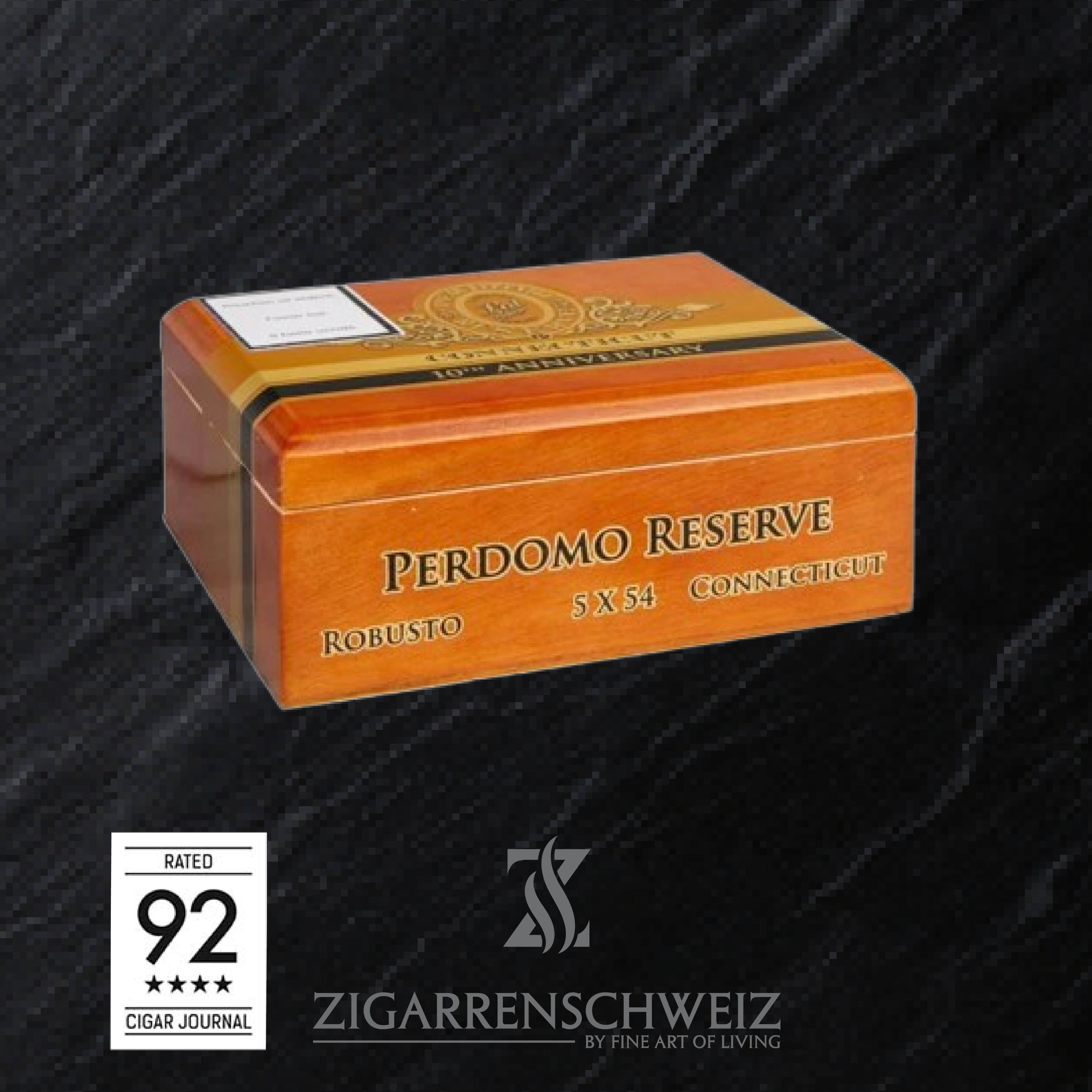 Perdomo Reserve 10th Anniversary Box-Pressed Connecticut Robusto Zigarren Kiste geschlossen