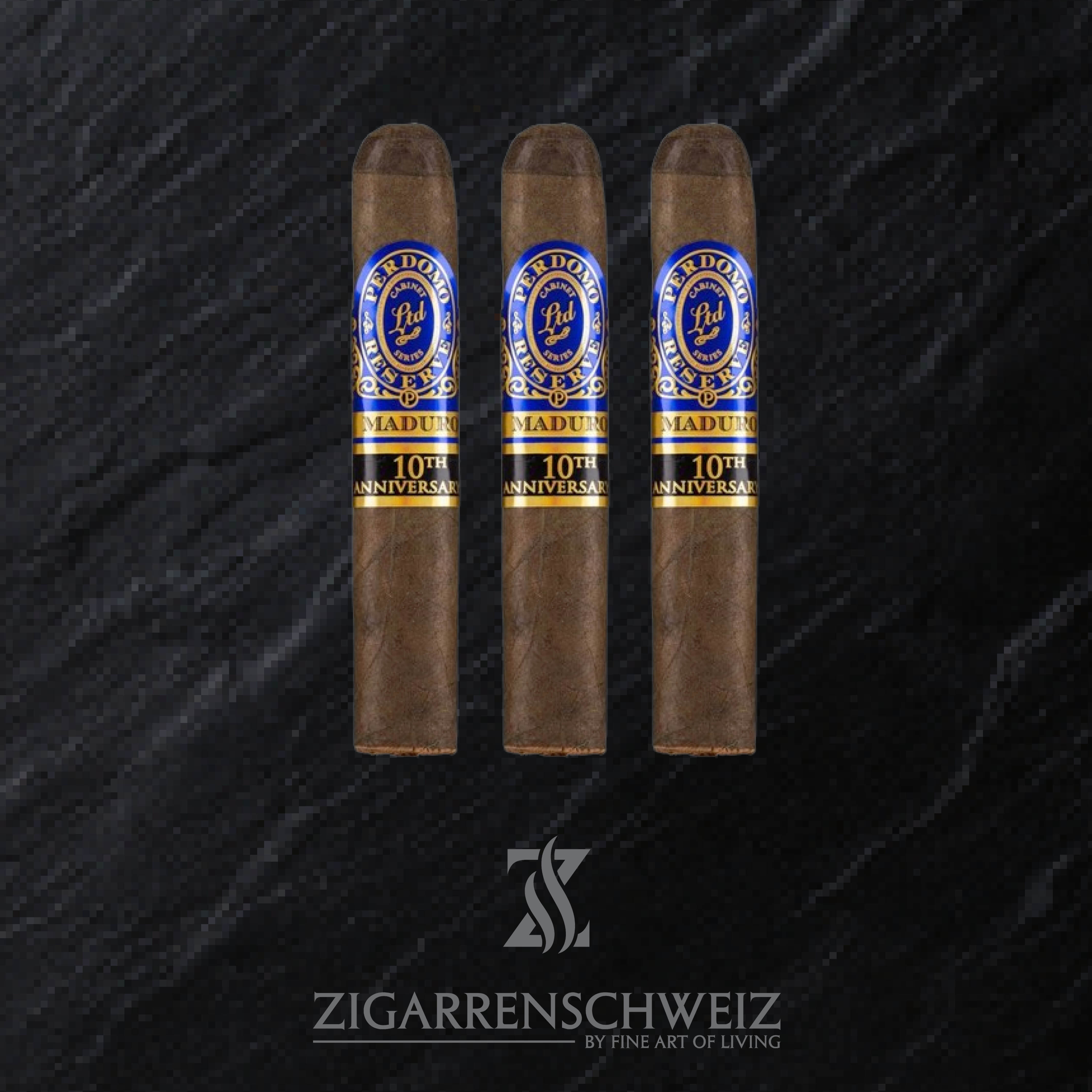 Perdomo Reserve 10th Anniversary Box-Pressed Maduro Robusto Zigarren 3er Etui von Zigarren Schweiz