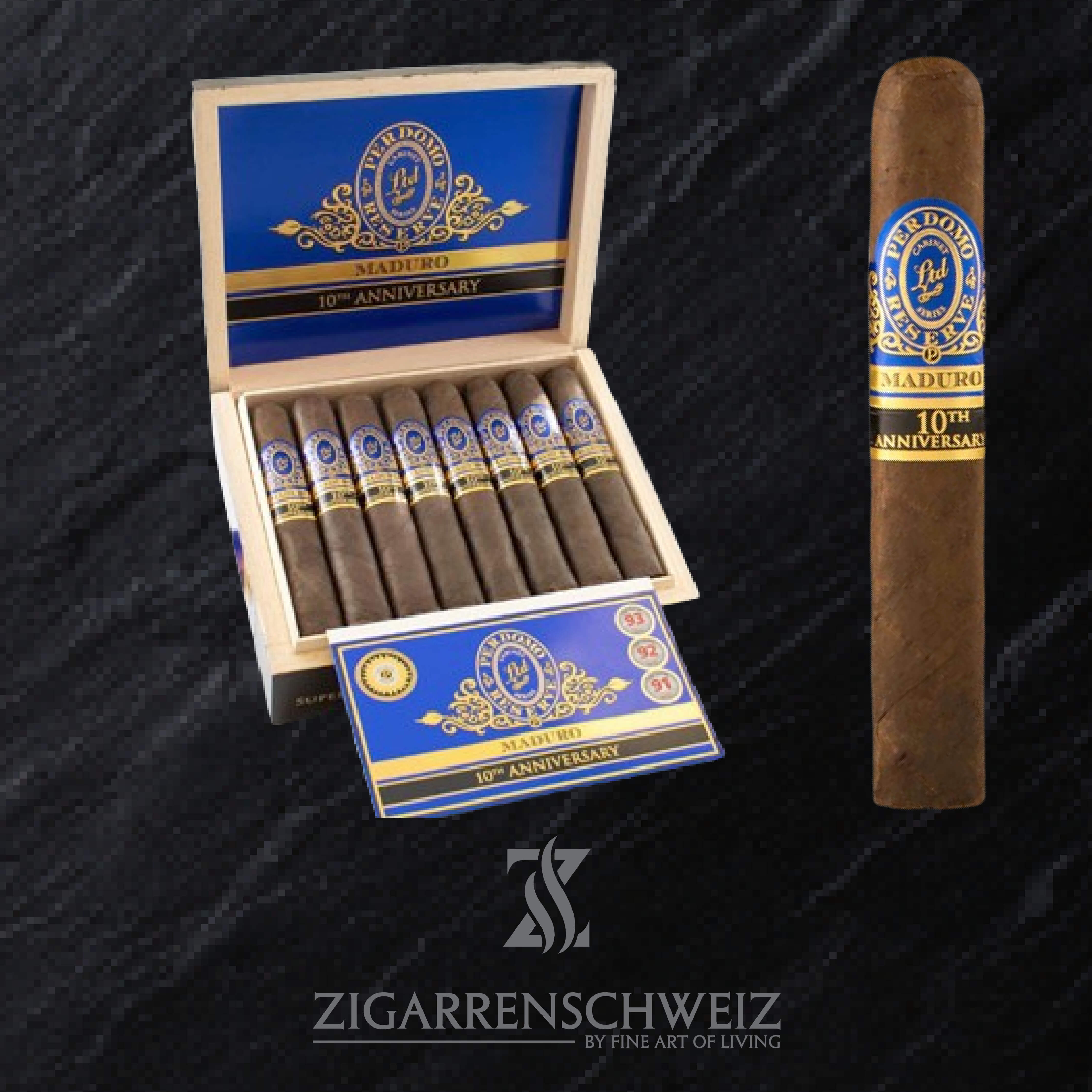 Perdomo Reserve 10th Anniversary Box-Pressed Super Toro Zigarren Kiste offen