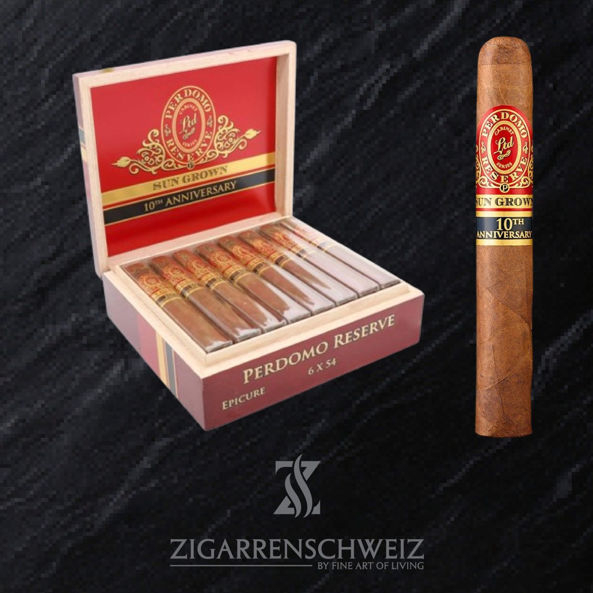 Perdomo Reserve 10th Anniversary Sun Grown Box - Pressed Epicure - Zigarrenschweiz Online Zigarren Boutique - 