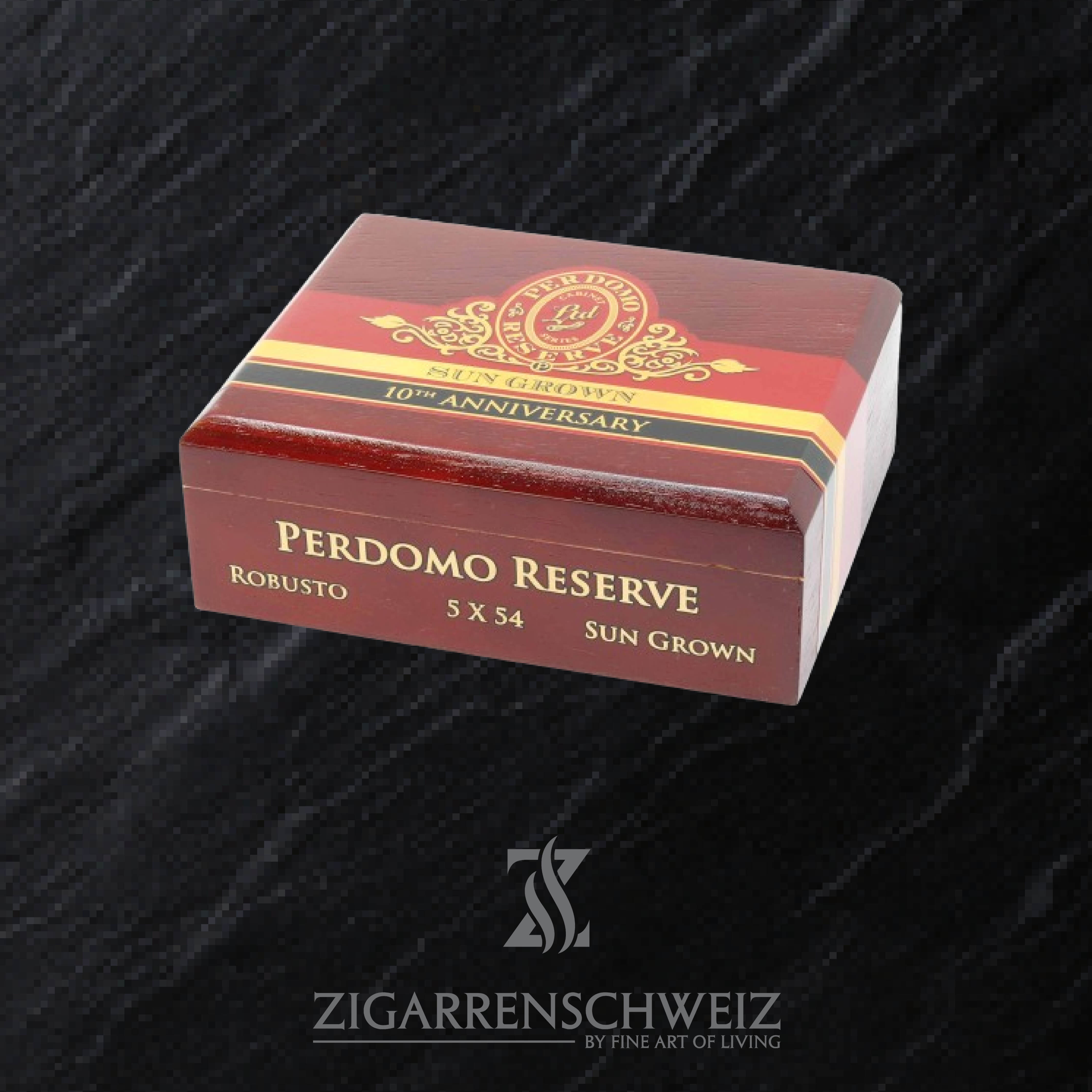 Perdomo Reserve 10th Anniversary Sun Grown Robusto Zigarren Kiste geschlossen