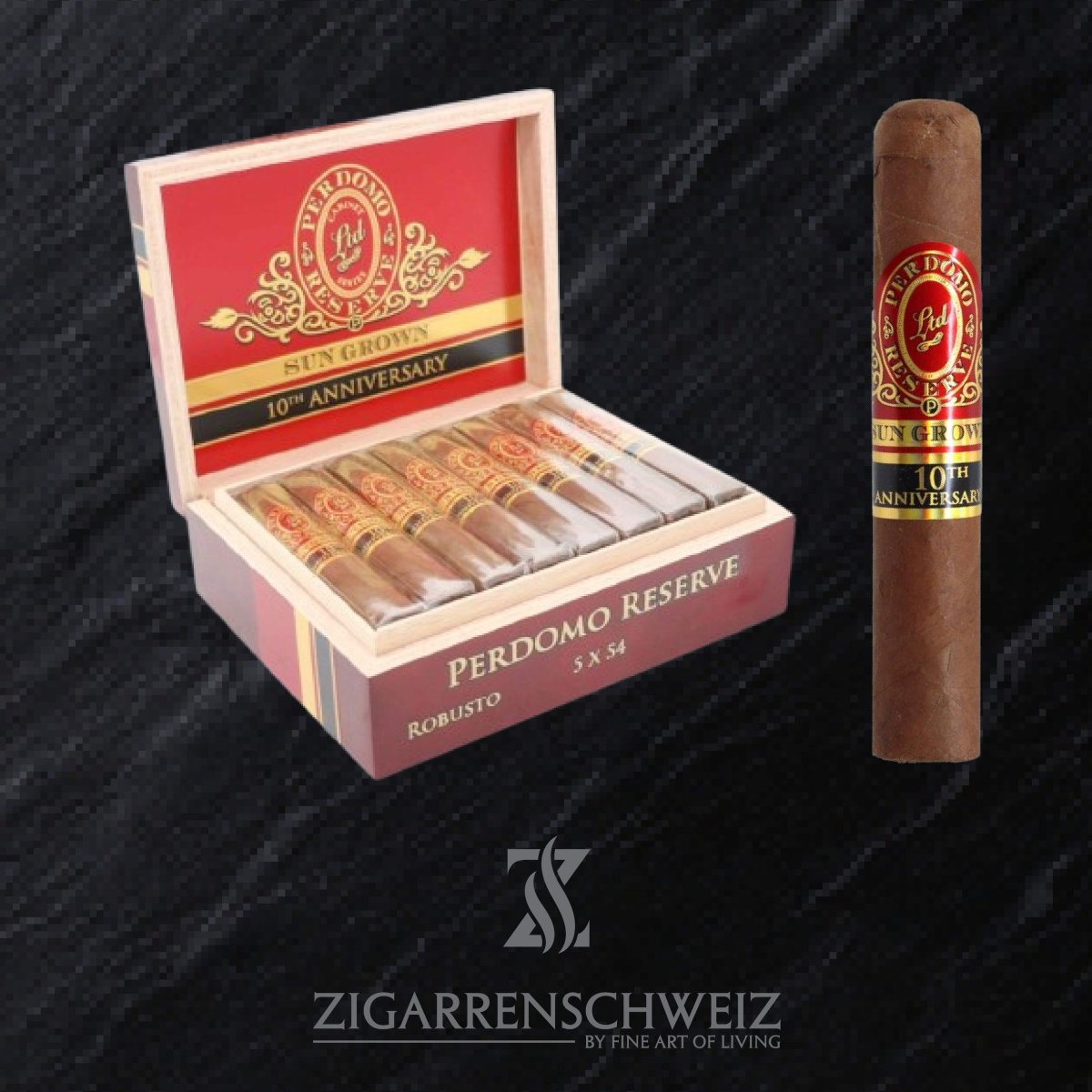 Perdomo Reserve 10th Anniversary Sun Grown Box - Pressed Robusto - Zigarrenschweiz Online Zigarren Boutique - 