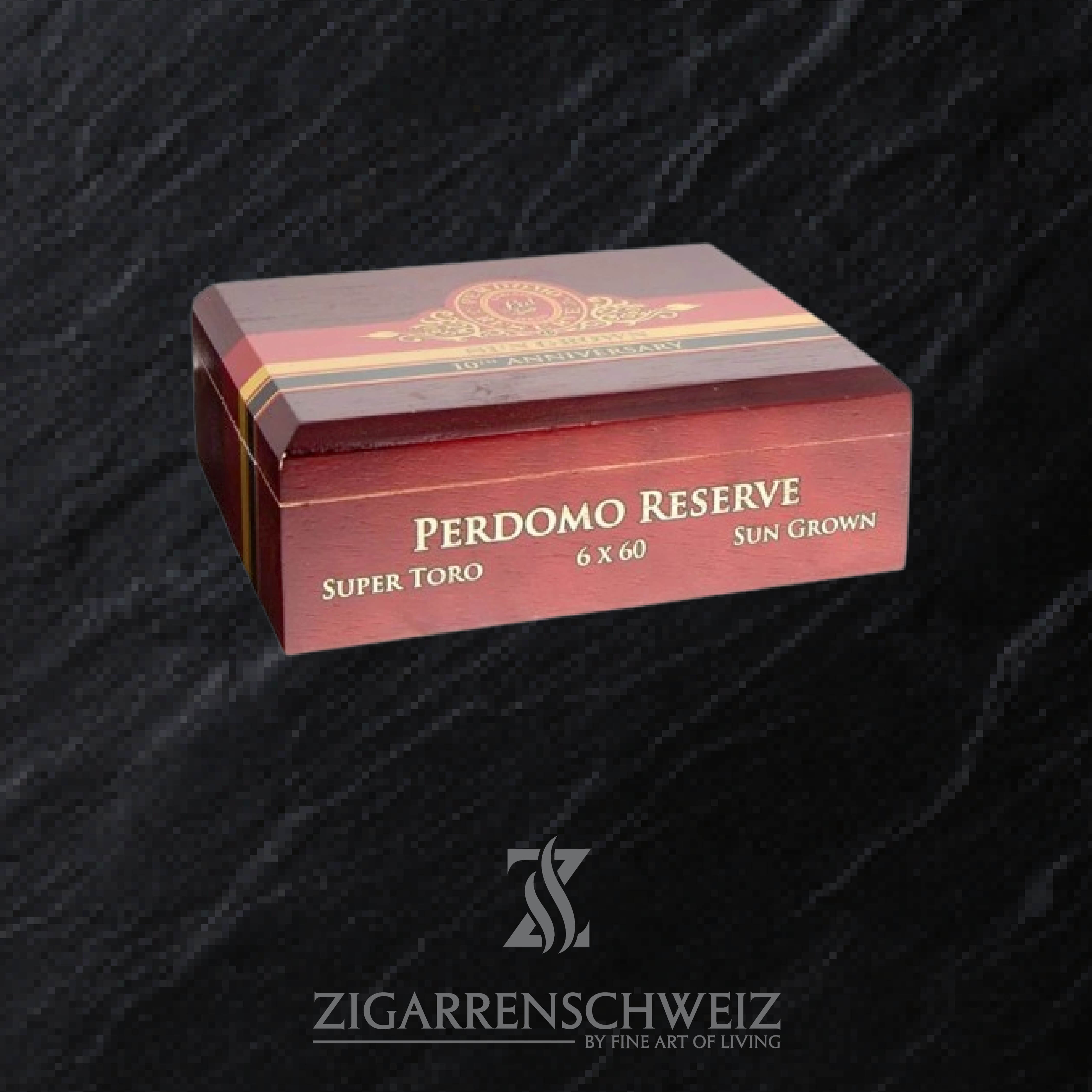 Perdomo Reserve 10th Anniversary Sun Grown Super Toro Zigarren Kiste geschlossen