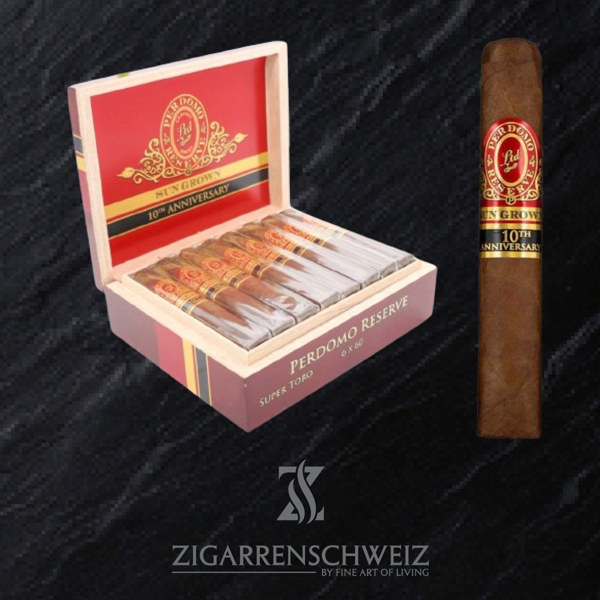 Perdomo Reserve 10th Anniversary Sun Grown Box - Pressed Super Toro - Zigarrenschweiz Online Zigarren Boutique - 