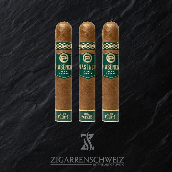 Plasencia Alma Fuerte Colorado Claro Robustus II, 3er Zigarren Etui mit drei Robusto Grande Zigarren