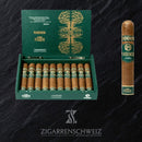 Plasencia Alma Fuerte Colorado Claro Robustus II, geöffnete 10er Zigarrenkiste mit Blick auf die Robusto Grande Zigarren in hellem Colorado-Claro-Deckblatt