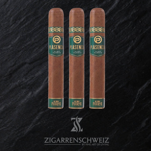 Plasencia Alma Fuerte Colorado Claro Sixto I, 3er Zigarren Etui mit drei Hexágono Zigarren